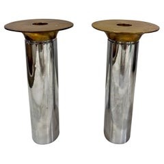 Pair of Torben Ørskov Candle Holders in Patinaed Brass & Nickel
