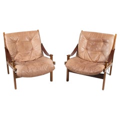 Pair of Torbjorn Afdal Leather "Hunter" Chairs