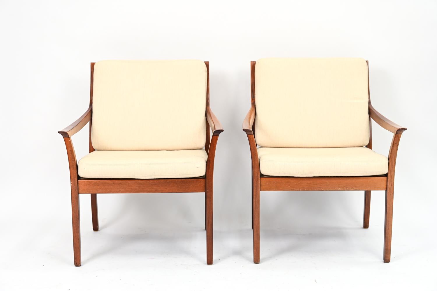 Danish Pair of Torbjørn Afdal Mahogany Lounge Chairs