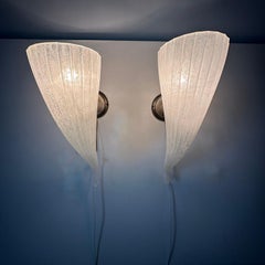 Pair of torch glass wall lamps , 1980s
