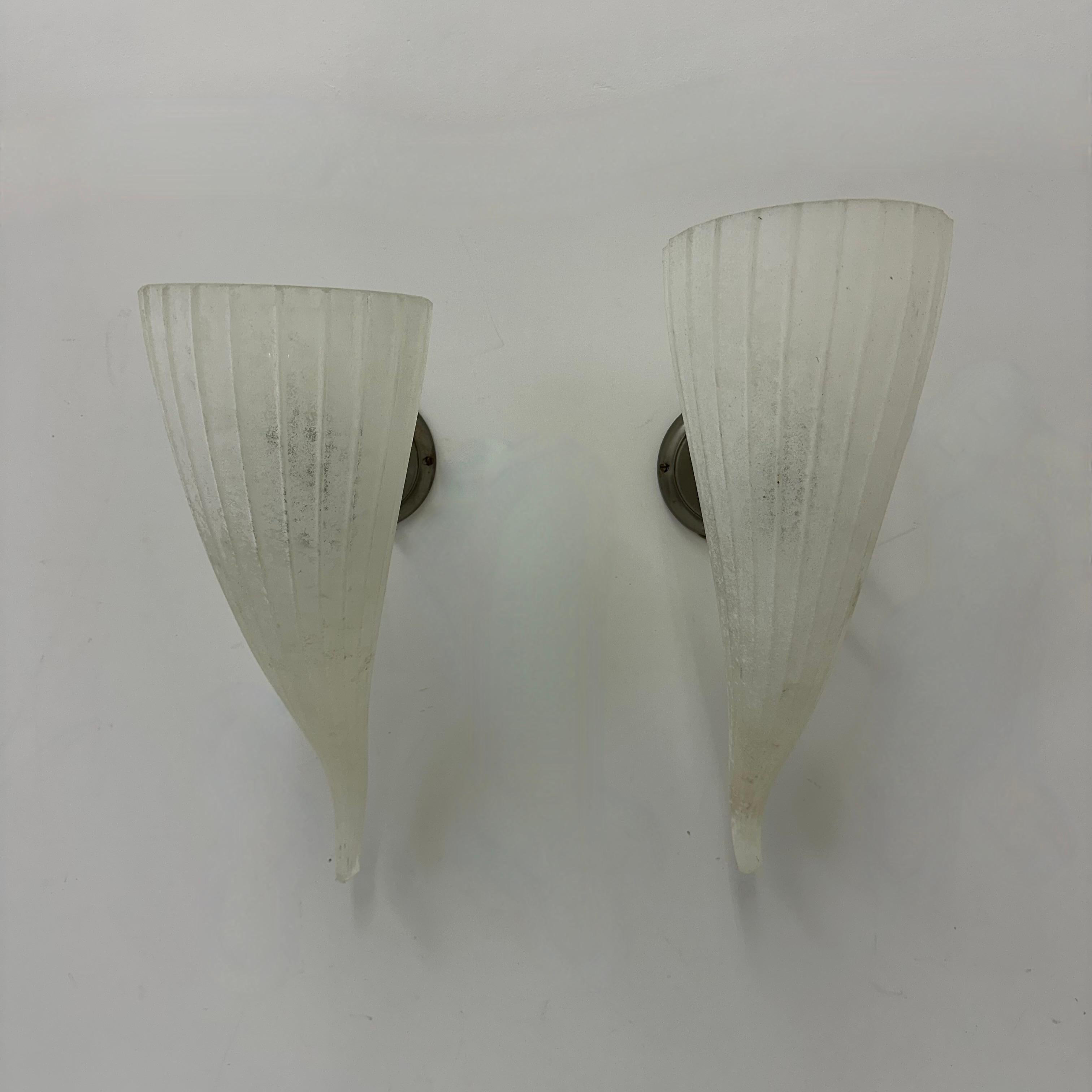 Paire d'appliques en verre torch, années 1980 en vente 1