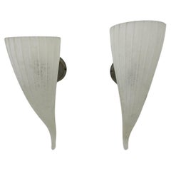 Pair of torch glass wall lamps , 1980s