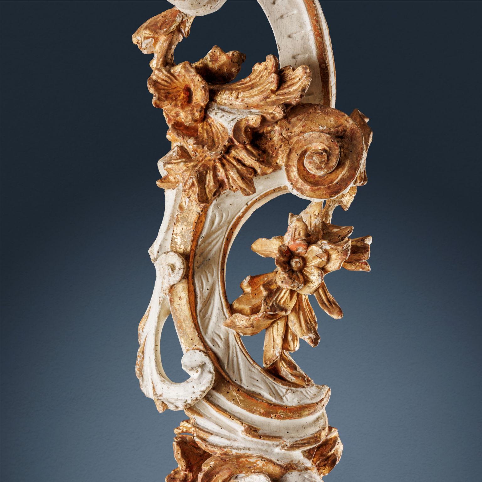 Carved Pair of Torch Holders, Milan, 1750s For Sale