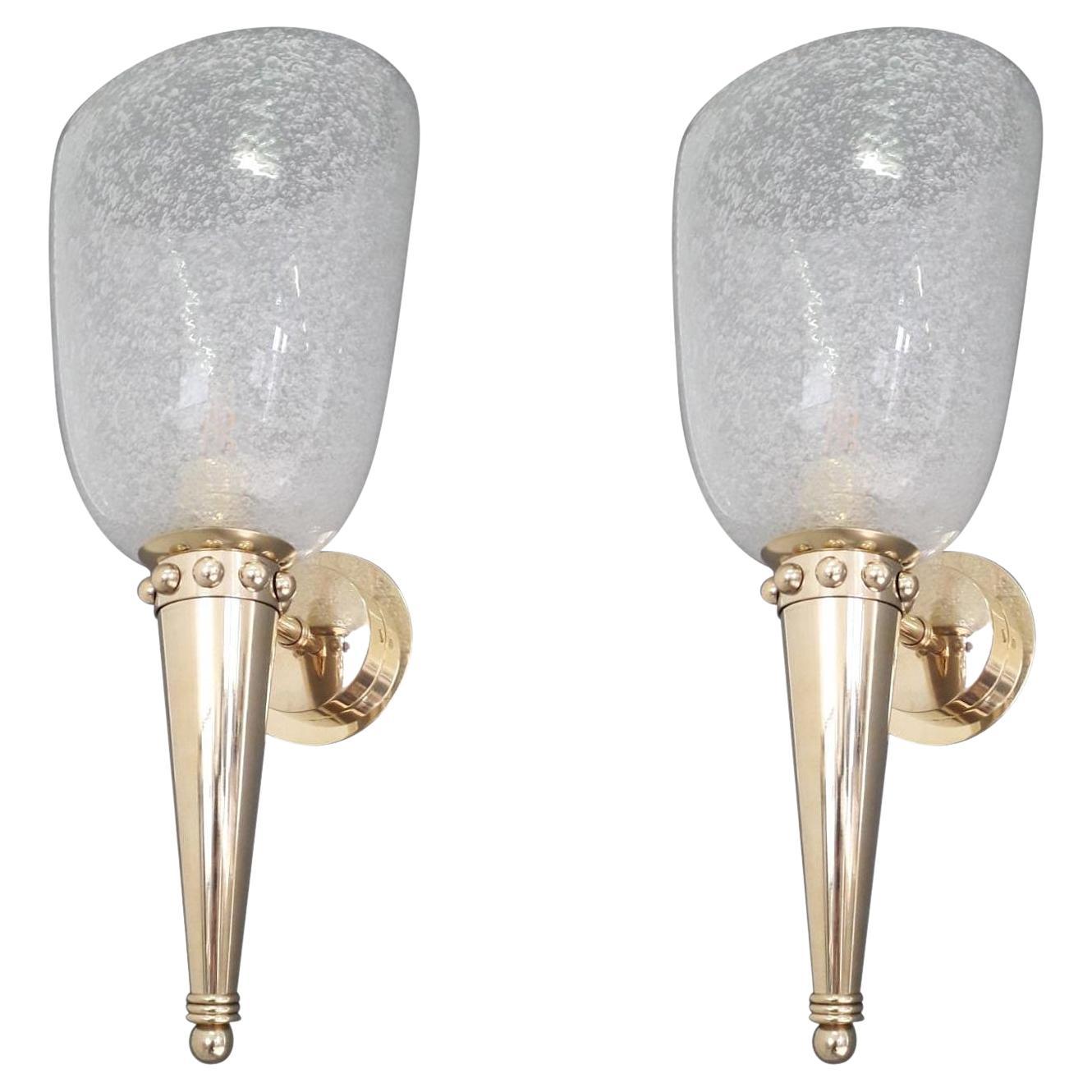 Pair of Torch Sconces by Barovier et Toso For Sale