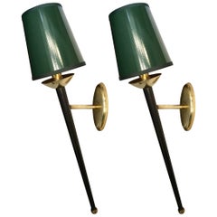 Pair of Torch Wall Sconces by Maison Arlus