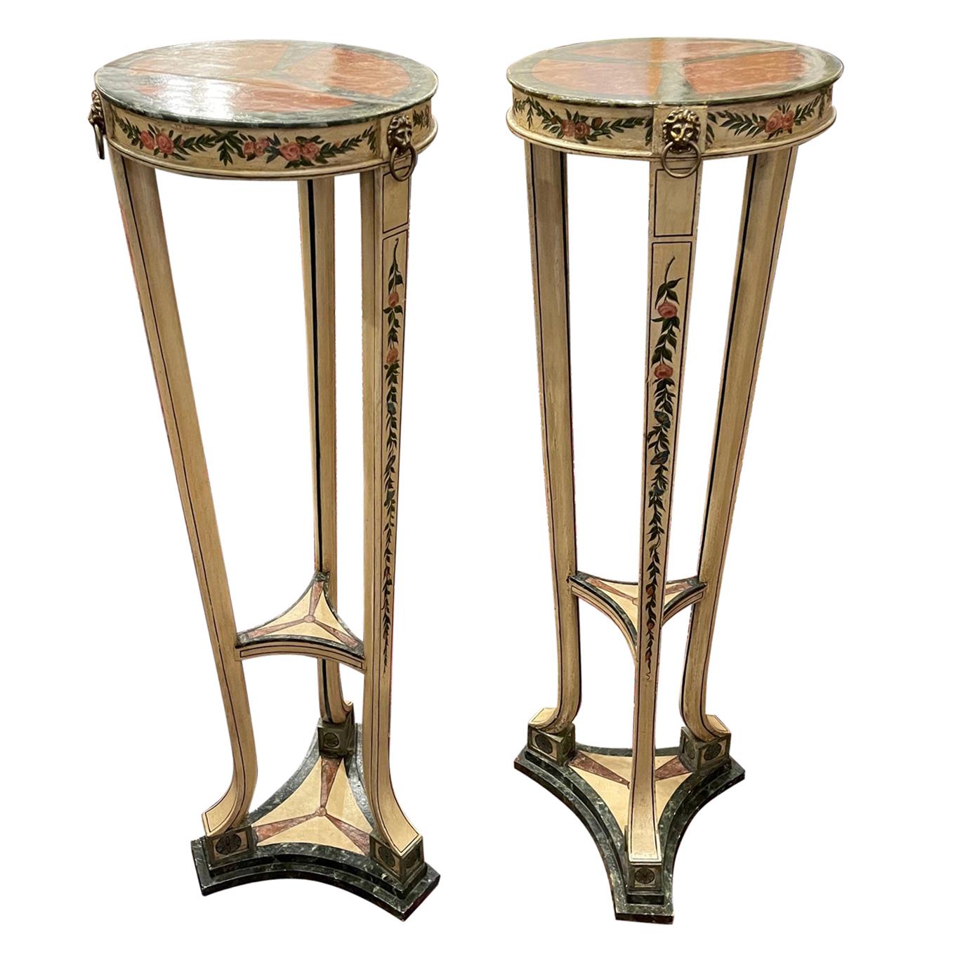 Pair of Torchère or Pedestals Painted, George III, circa 1800 For Sale