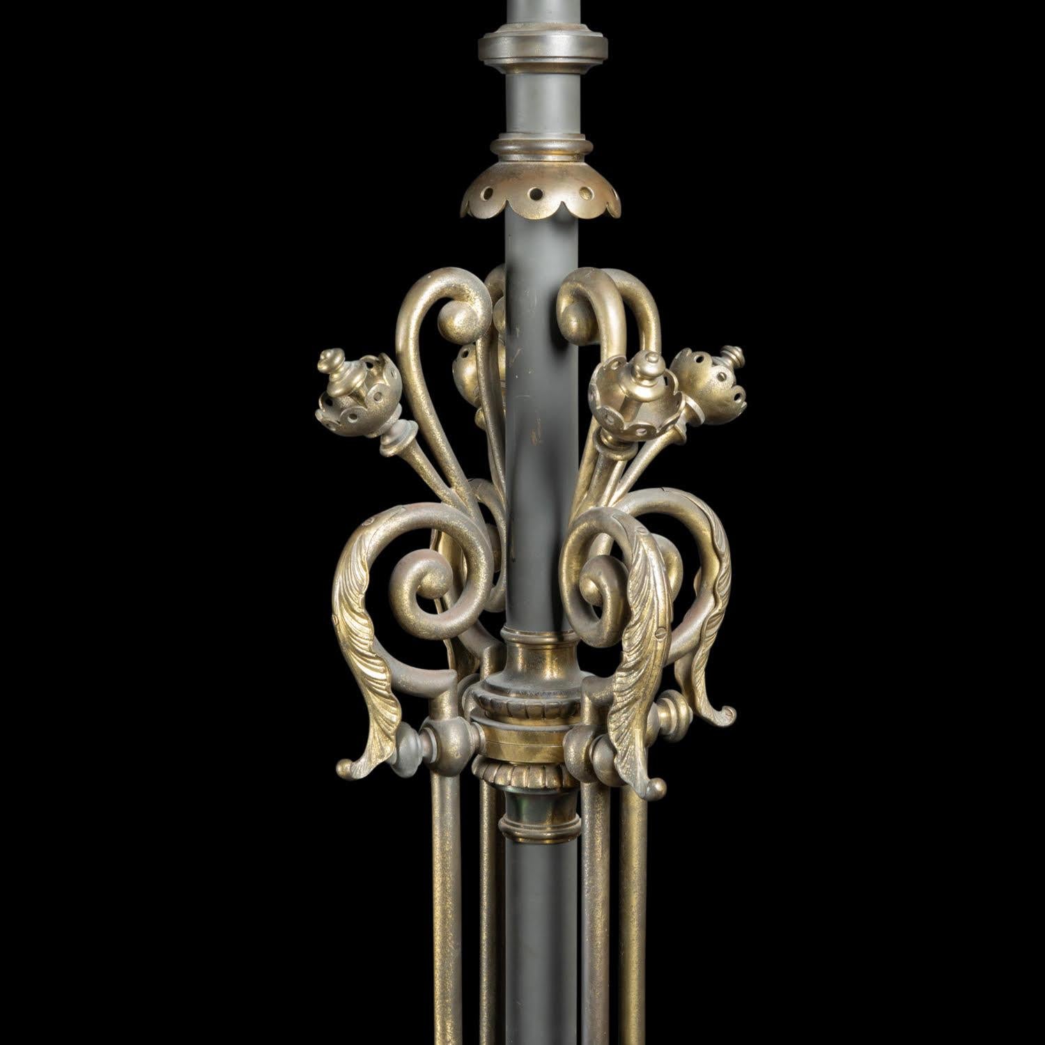 Pair of torchères, Napoleon III period, 19th century.

Pair of bronze torchères with mahogany base, Napoleon III period, 19th century.  
H: 188cm, W: 44.5cm, D: 44.5cm
