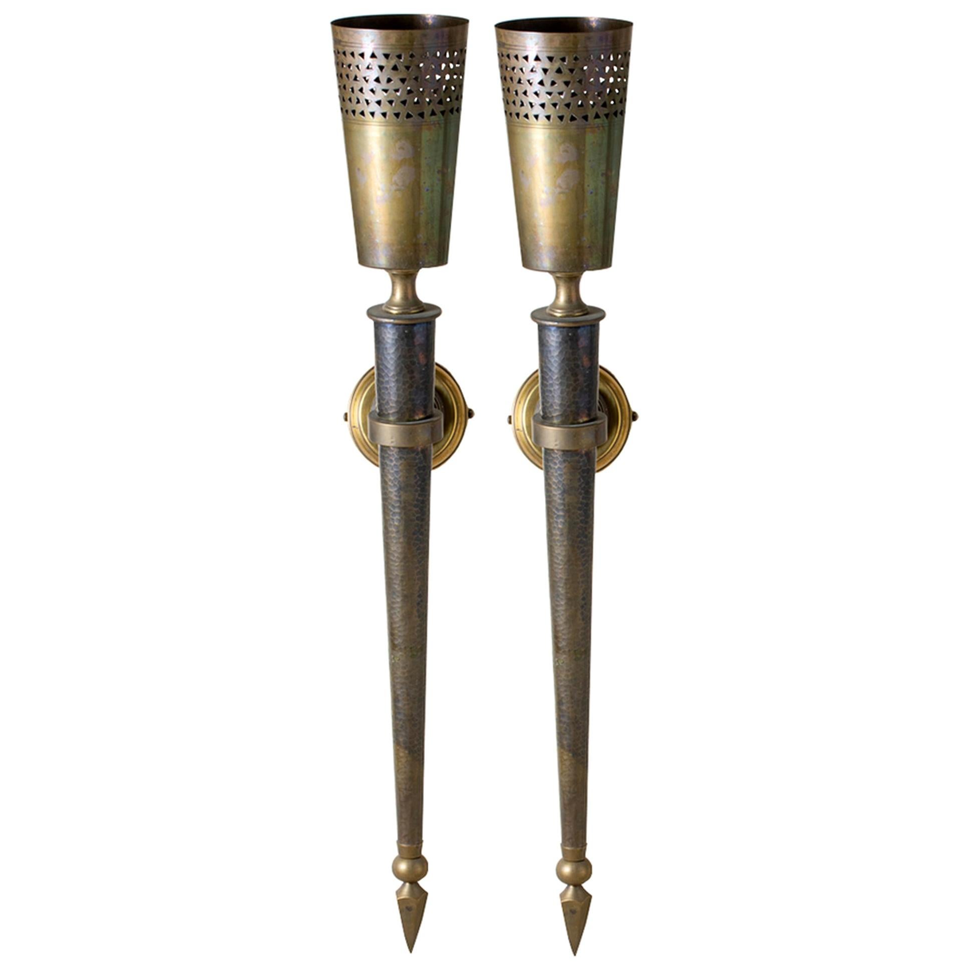 Pair of Torches/Sconces in Oriental Style, circa 1950