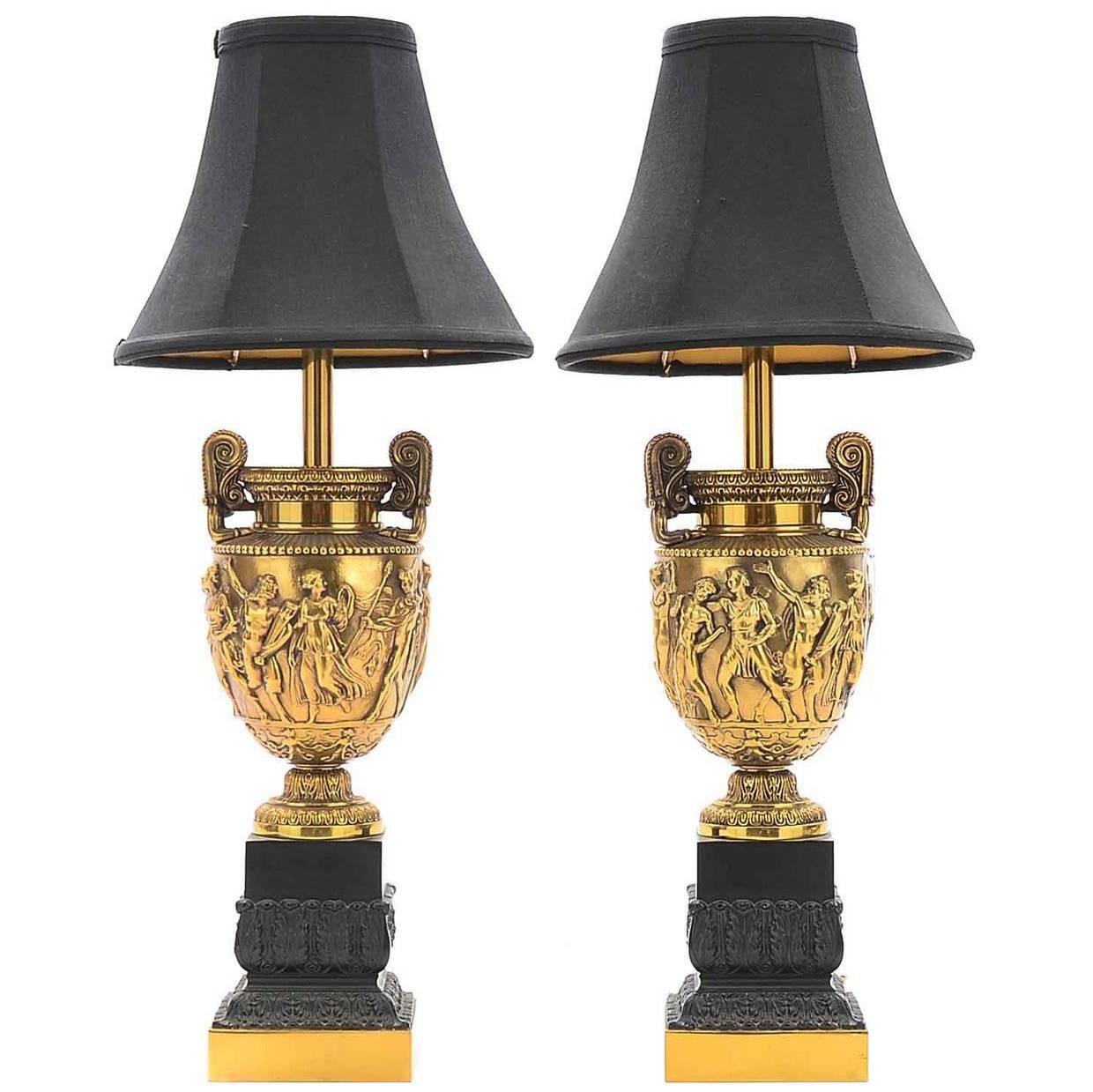 Pair of Torchiere Stiffel Lamps For Sale