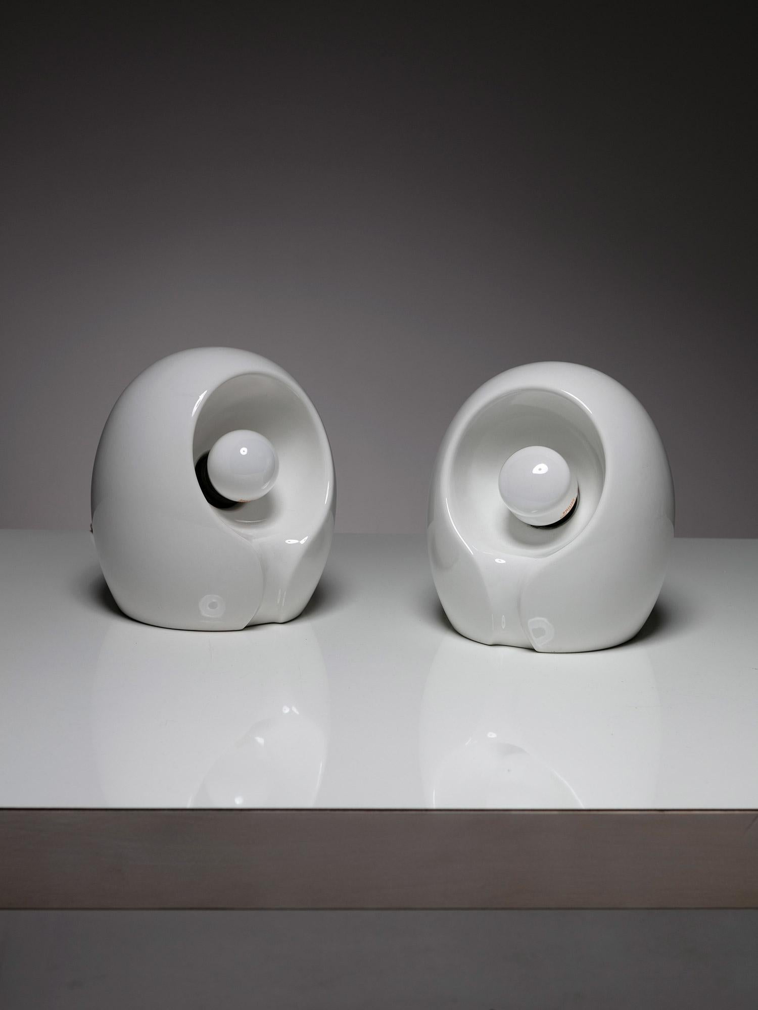Paar Keramik-Tischlampen „Tordella“ von Sacchetti für Sirrah, Italien, 1990er Jahre (Italienisch) im Angebot