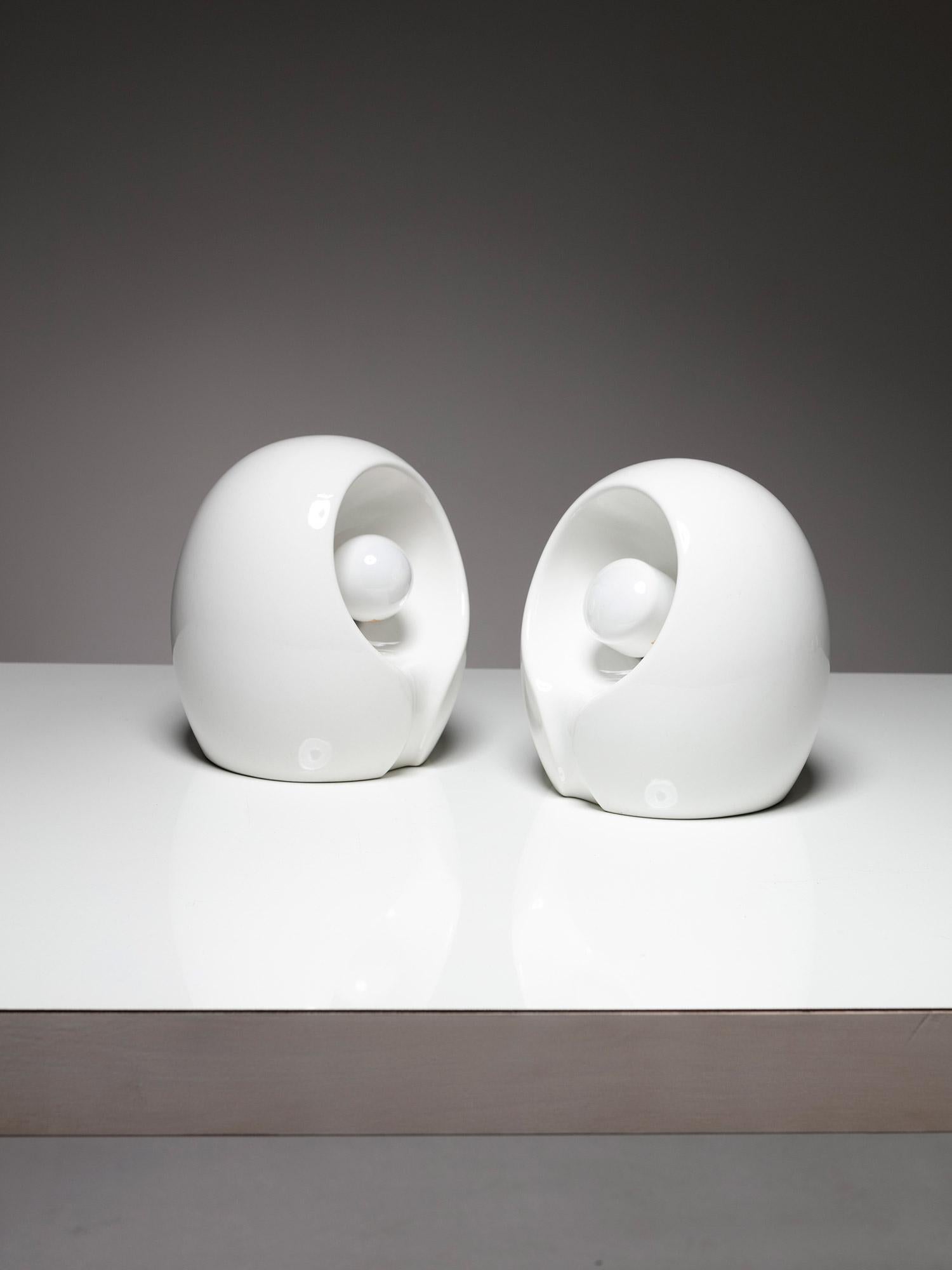 Paar Keramik-Tischlampen „Tordella“ von Sacchetti für Sirrah, Italien, 1990er Jahre im Zustand „Gut“ im Angebot in Milan, IT