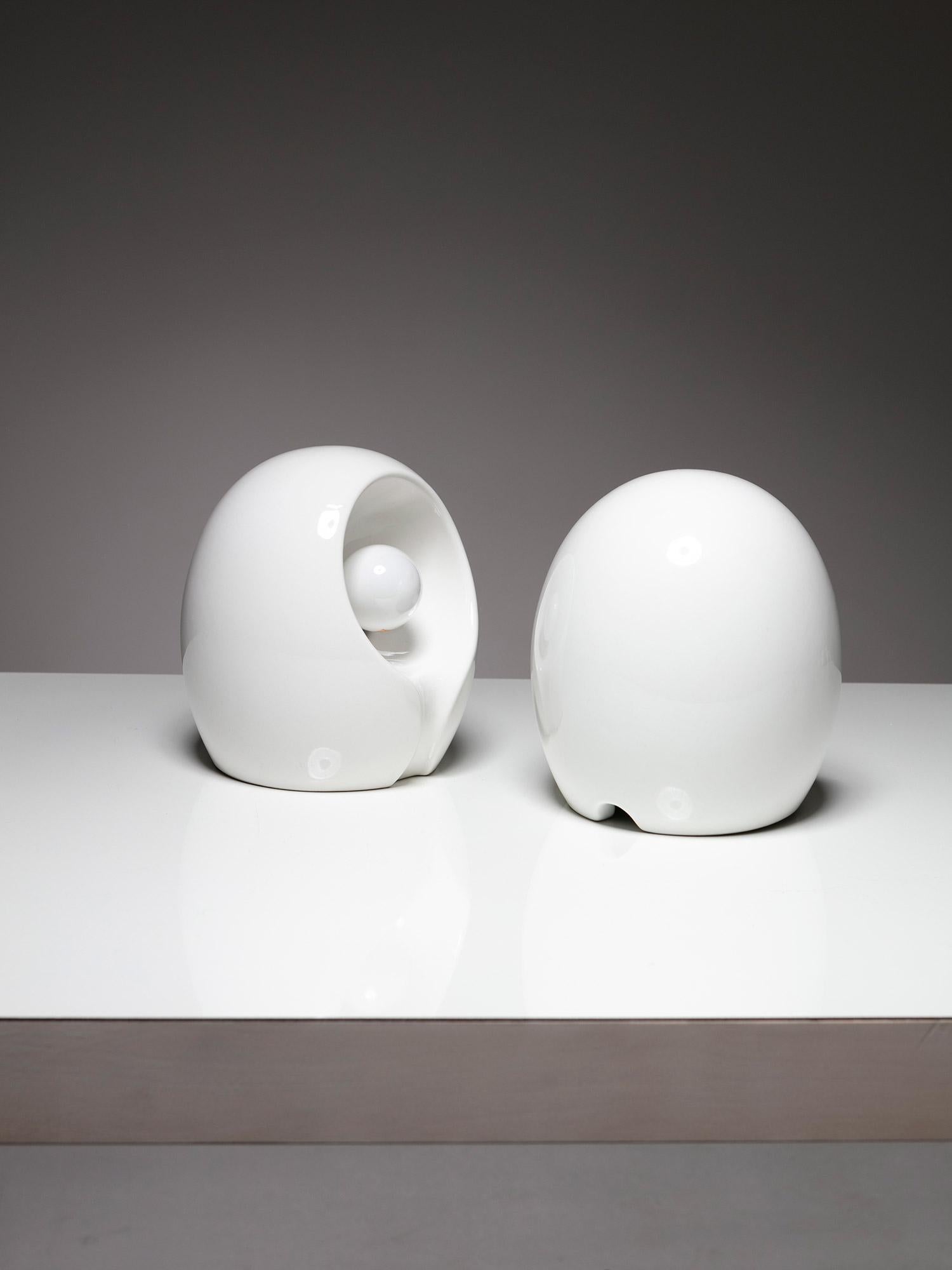 Paar Keramik-Tischlampen „Tordella“ von Sacchetti für Sirrah, Italien, 1990er Jahre (Ende des 20. Jahrhunderts) im Angebot
