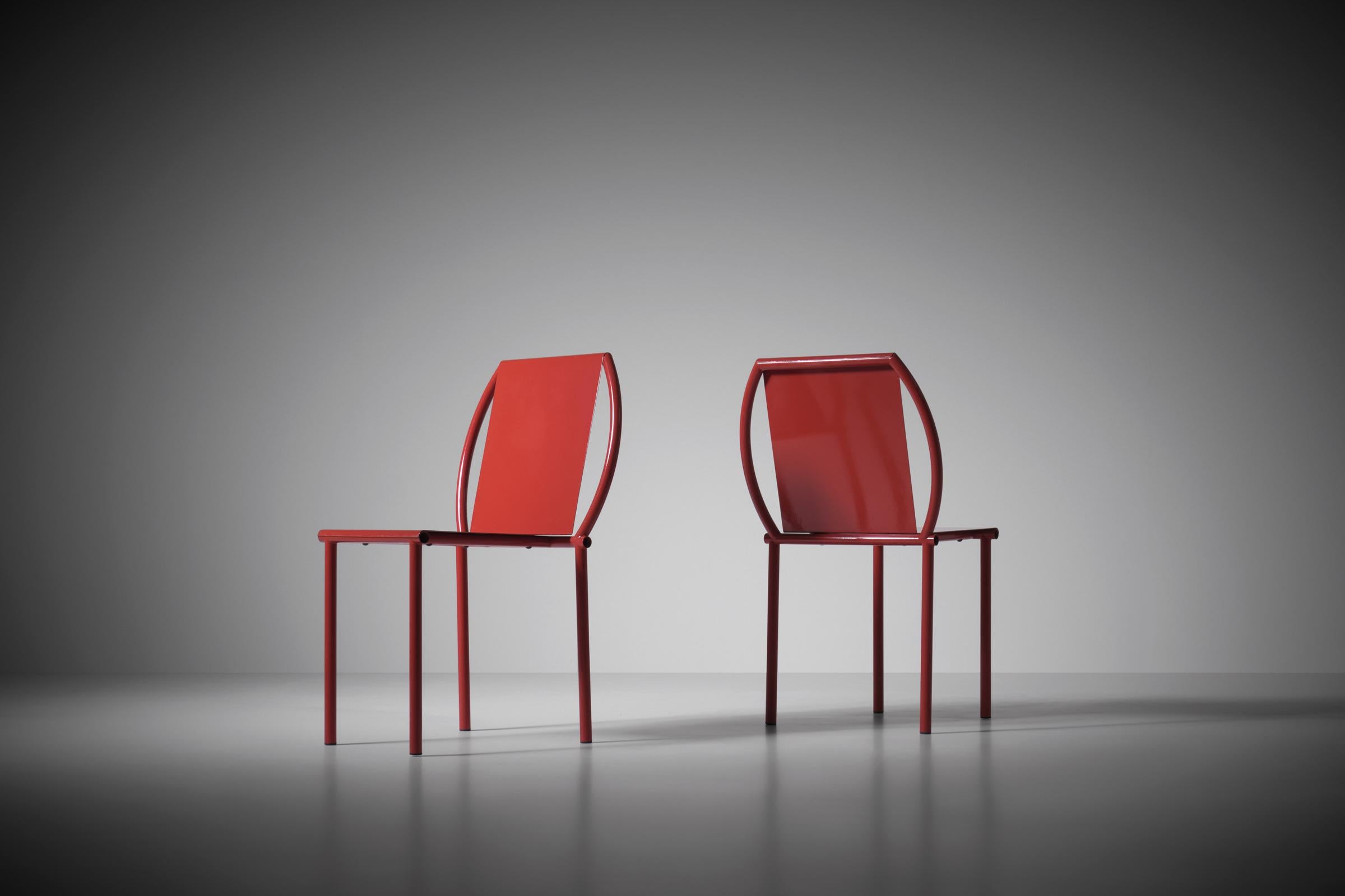 Lacquered Pair of ‘Toro’ chairs by Martin Szekely, France 1987 For Sale