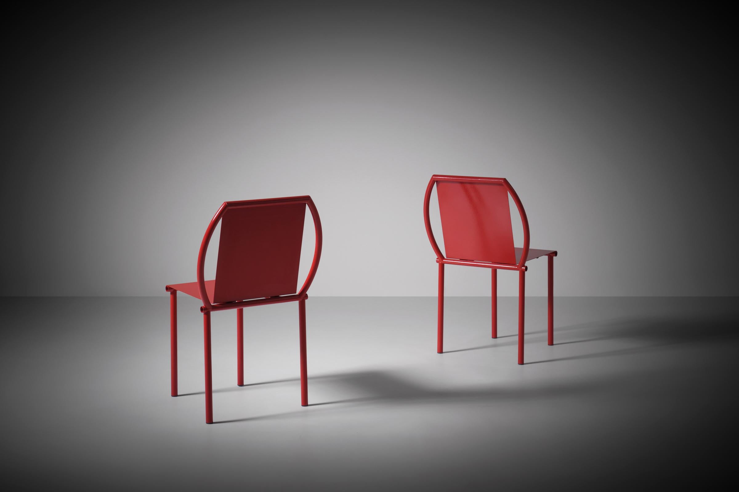 Steel Pair of ‘Toro’ chairs by Martin Szekely, France 1987 For Sale