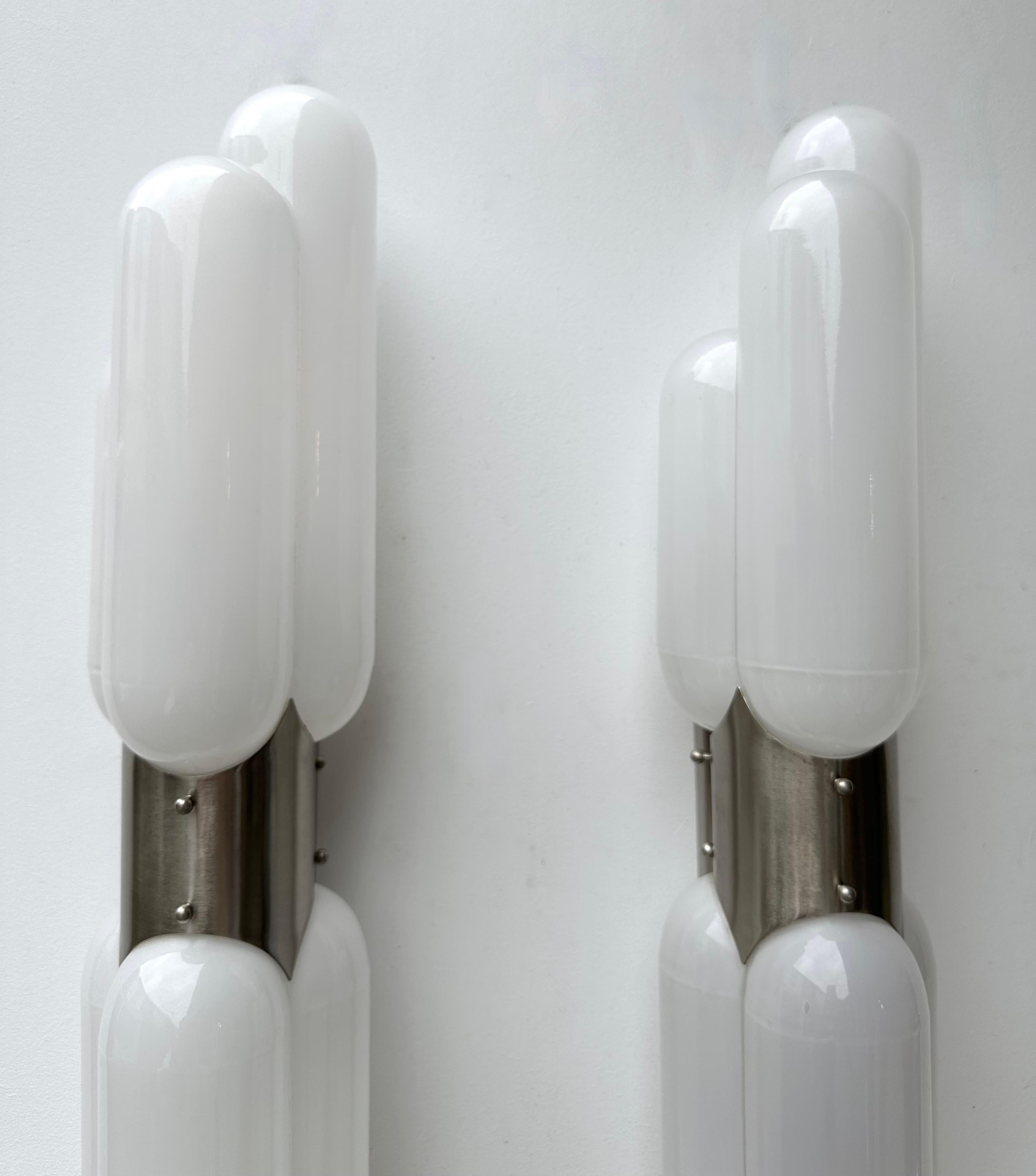 Pair of Torpedo Murano Glass Sconces by Carlo Nason for Mazzega, Italy, 1970s For Sale 3