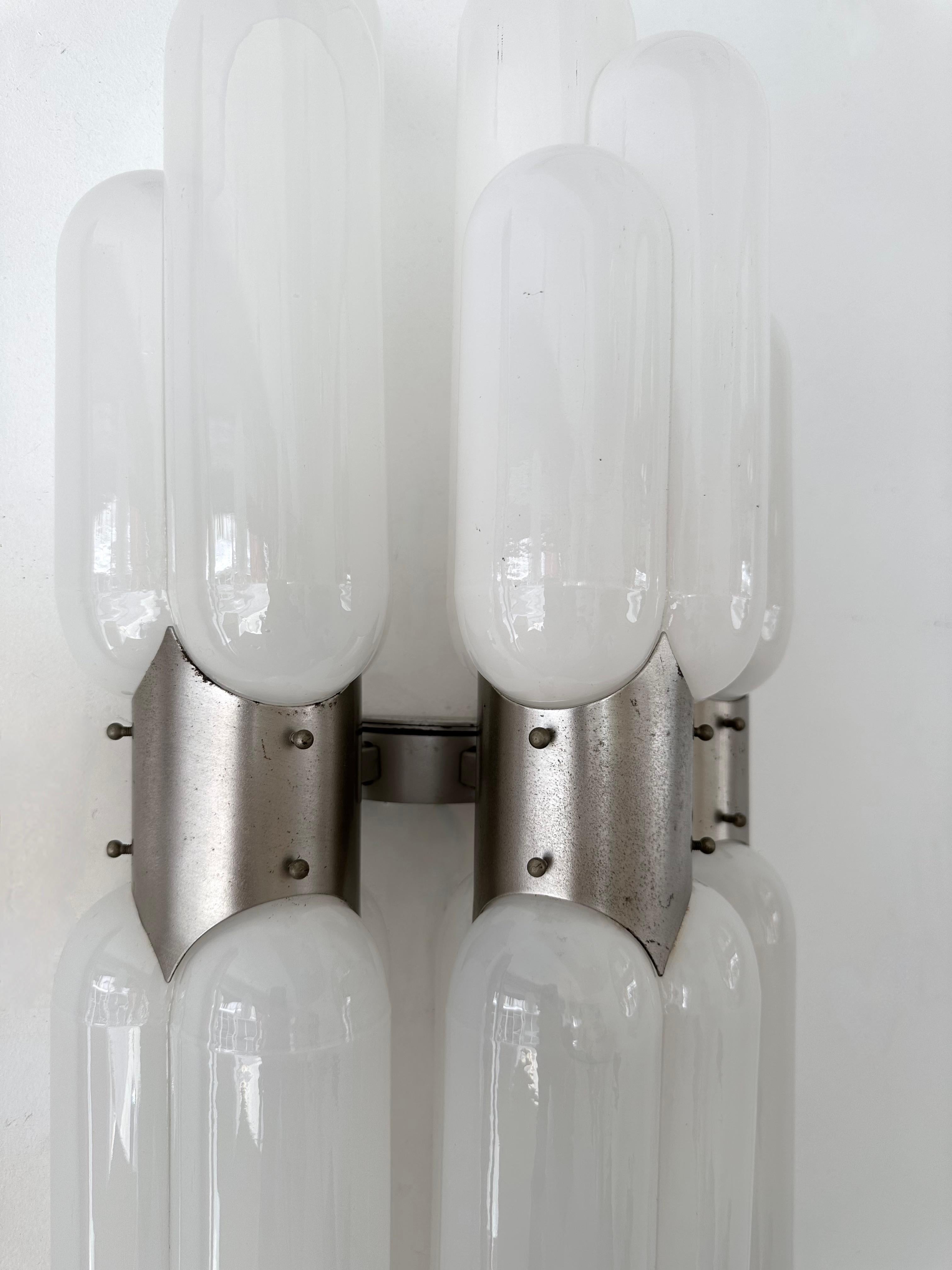Pair of Torpedo Murano Glass Sconces by Carlo Nason for Mazzega, Italy, 1970s For Sale 2