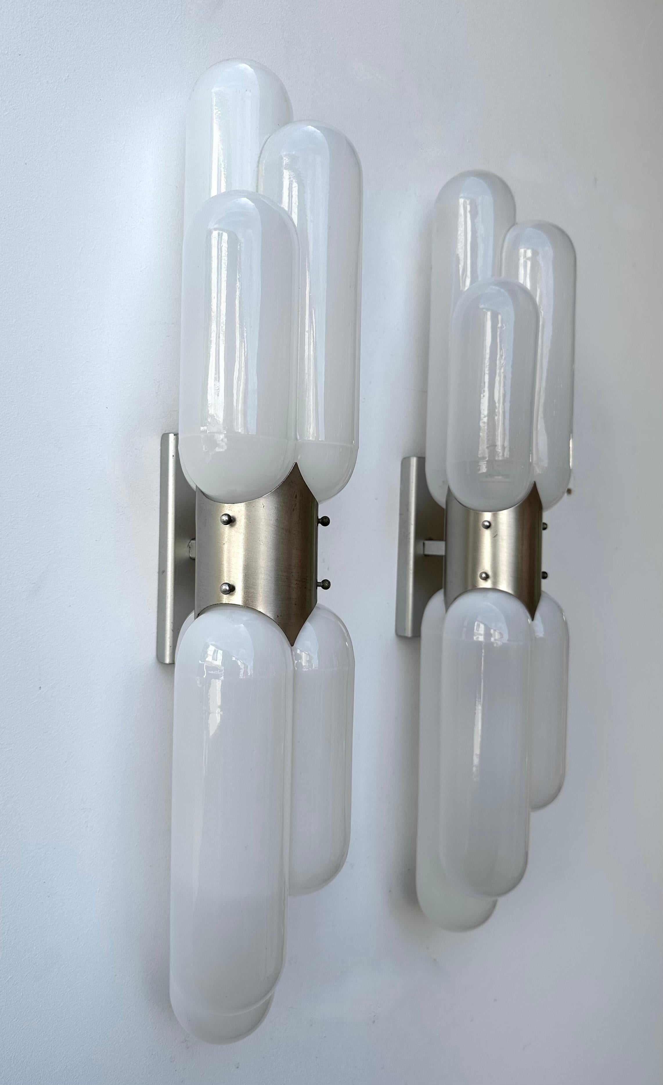 Pair of Torpedo Murano Glass Sconces by Carlo Nason for Mazzega, Italy, 1970s 3