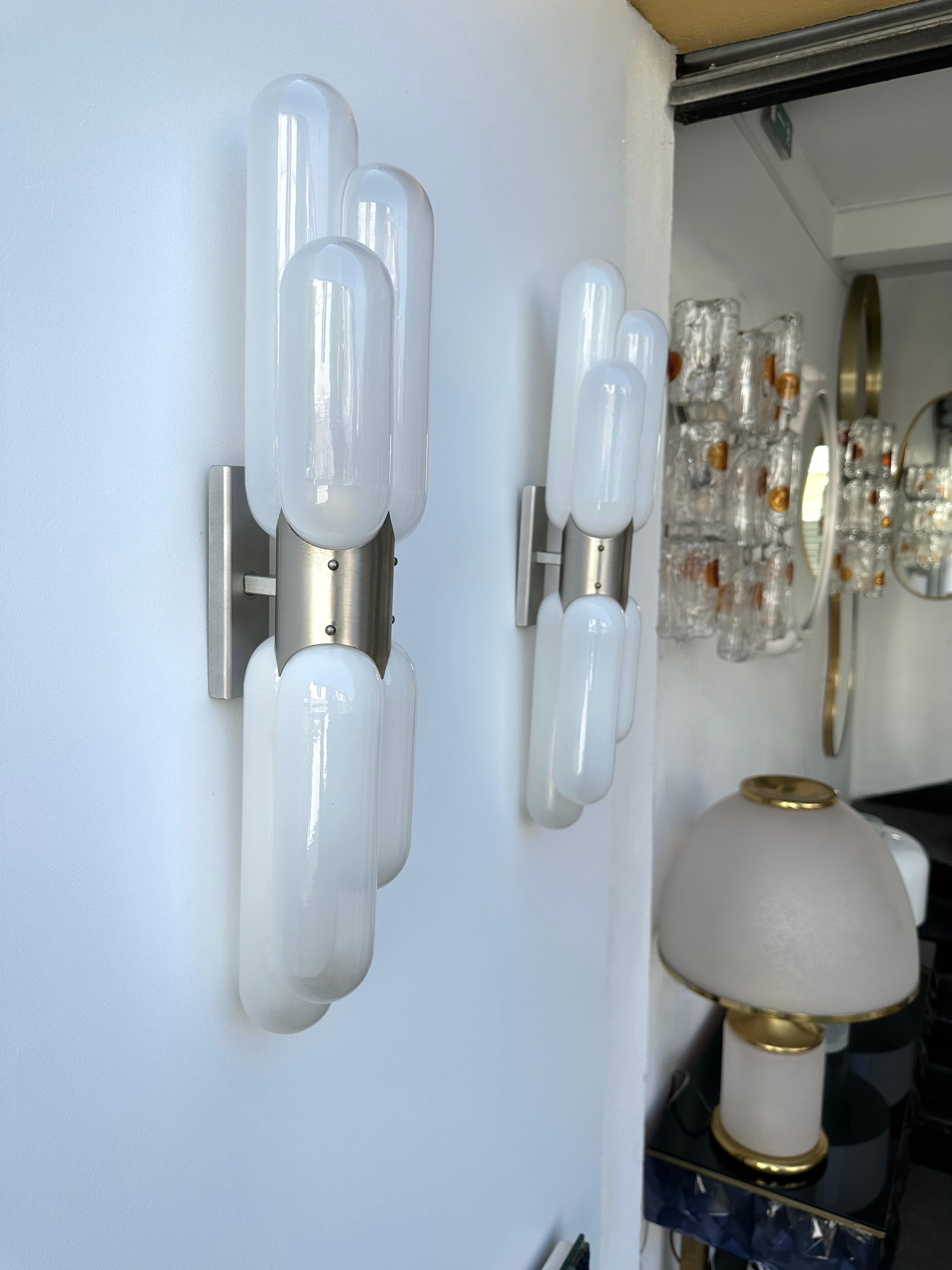 Pair of Torpedo Murano Glass Sconces by Carlo Nason for Mazzega, Italy, 1970s 6