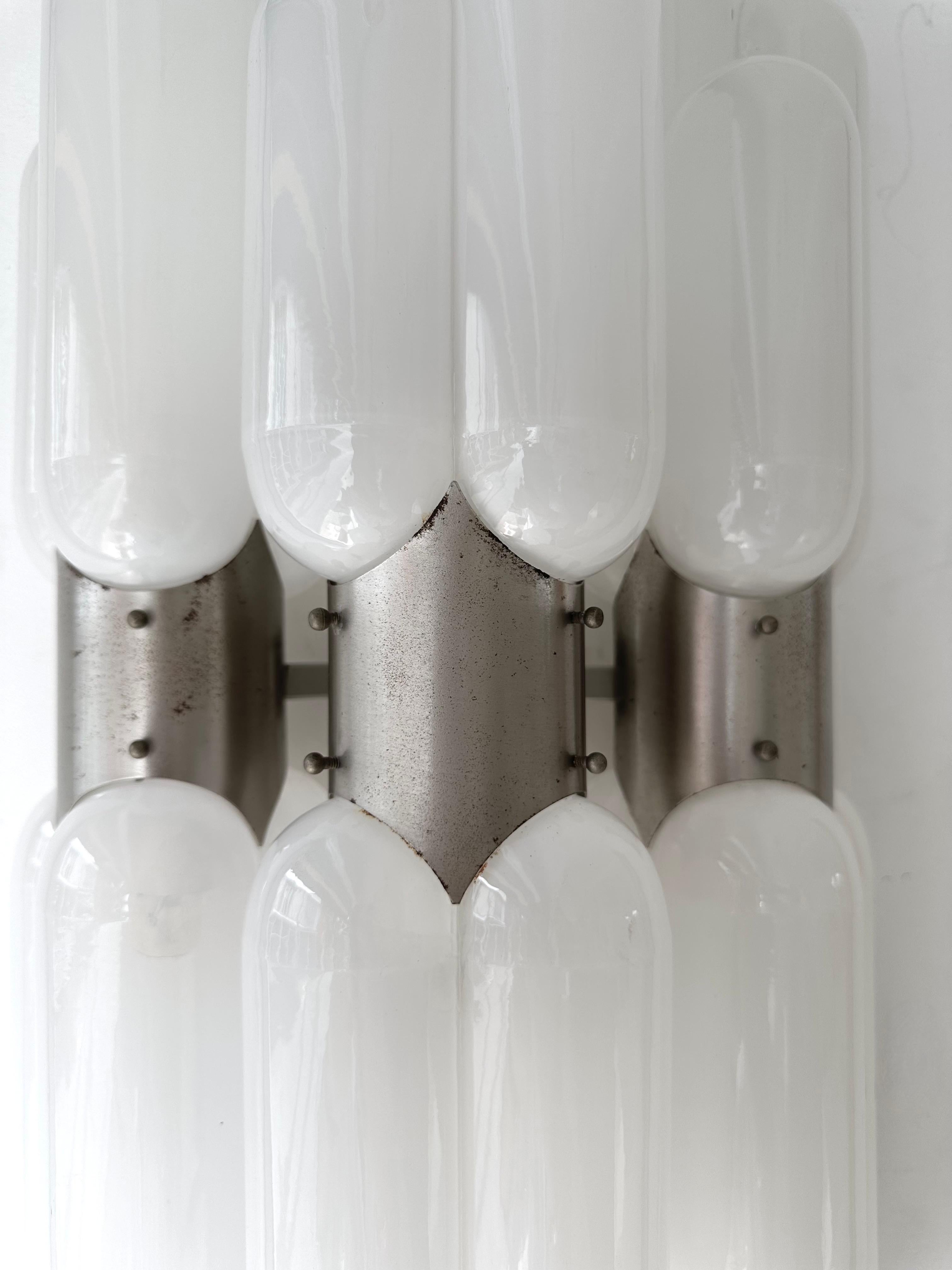 Pair of Torpedo Murano Glass Sconces by Carlo Nason for Mazzega, Italy, 1970s For Sale 5