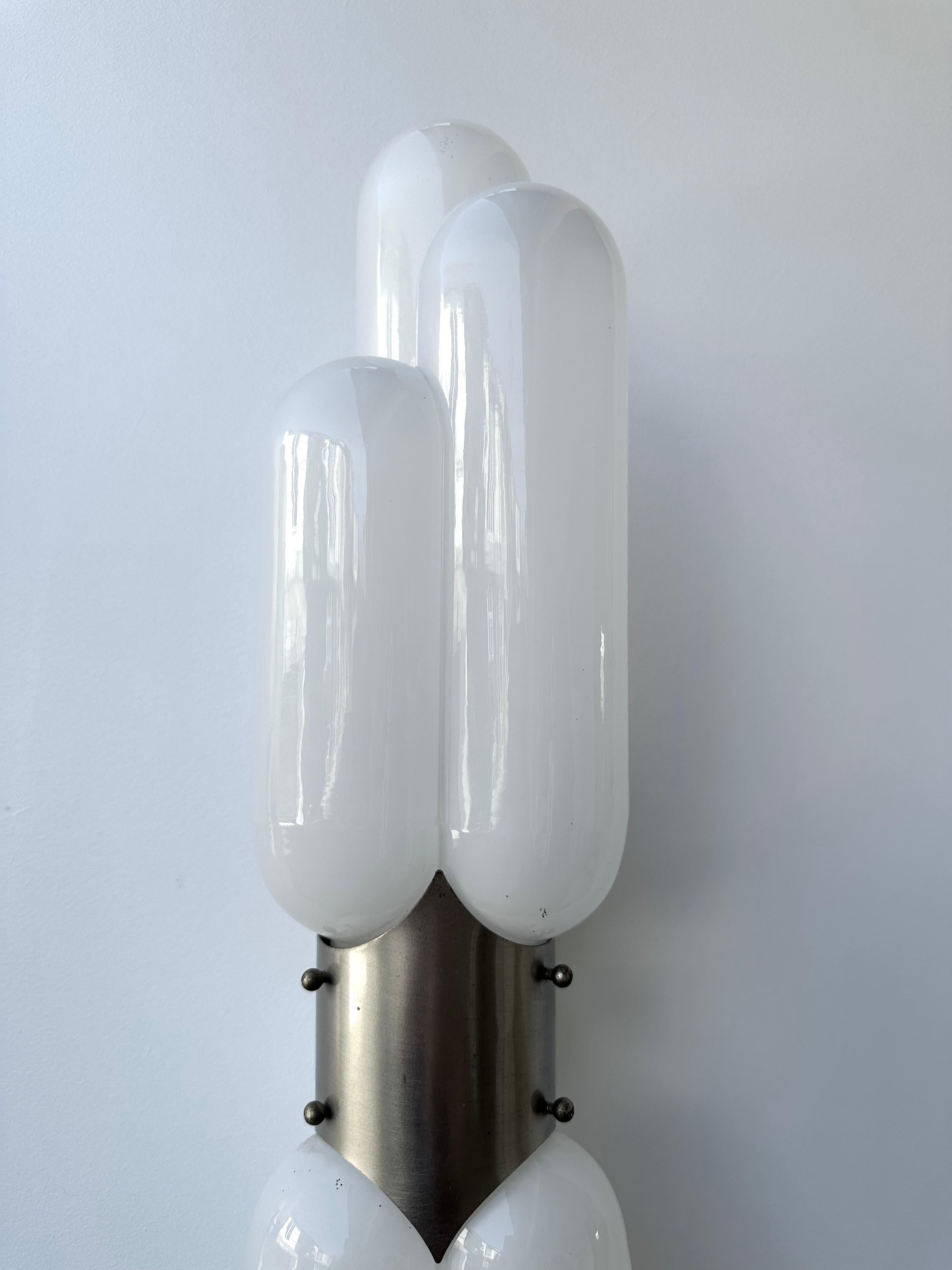 Space Age Pair of Torpedo Murano Glass Sconces by Carlo Nason for Mazzega, Italy, 1970s
