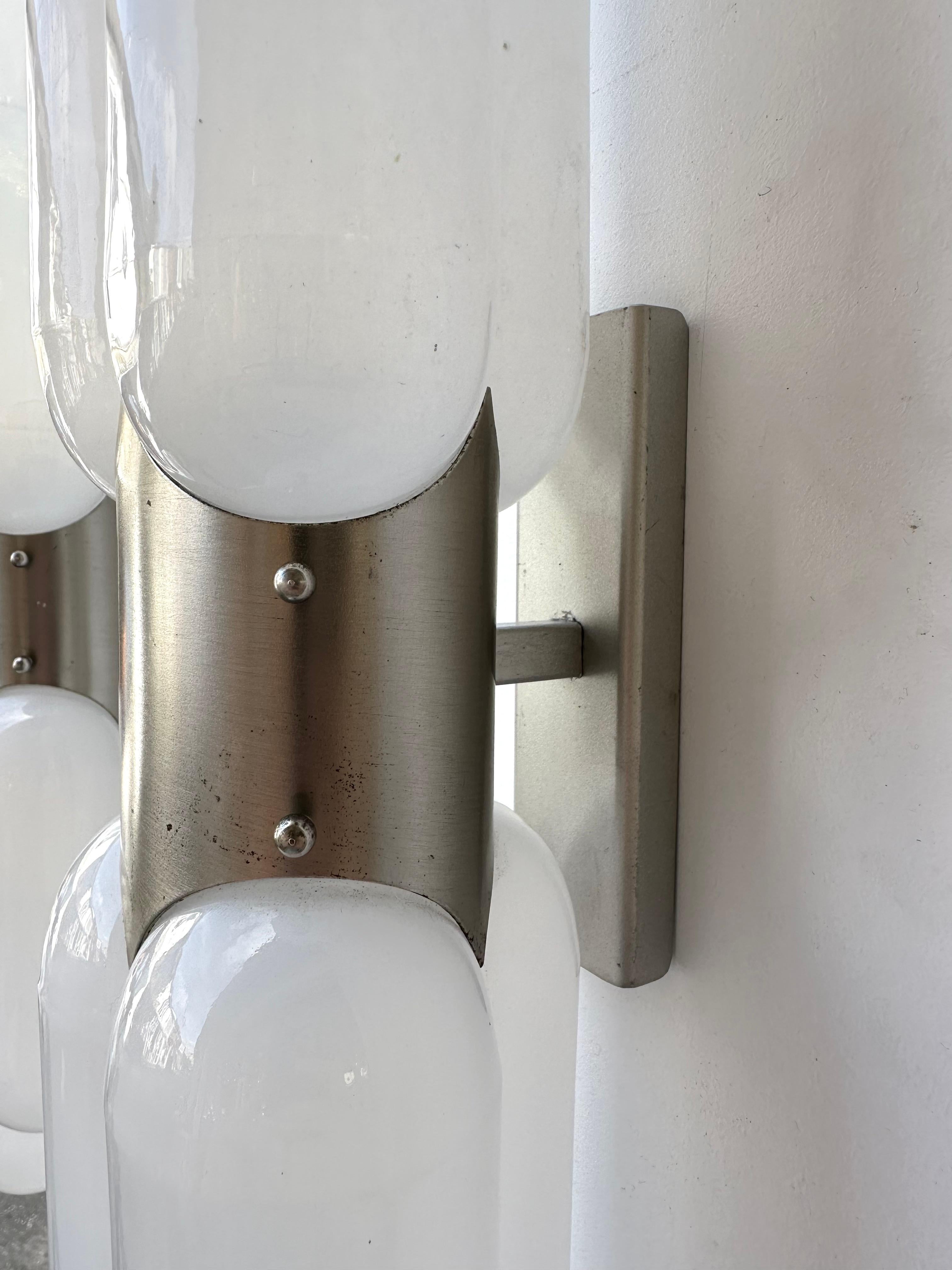 Pair of Torpedo Murano Glass Sconces by Carlo Nason for Mazzega, Italy, 1970s In Good Condition In SAINT-OUEN, FR