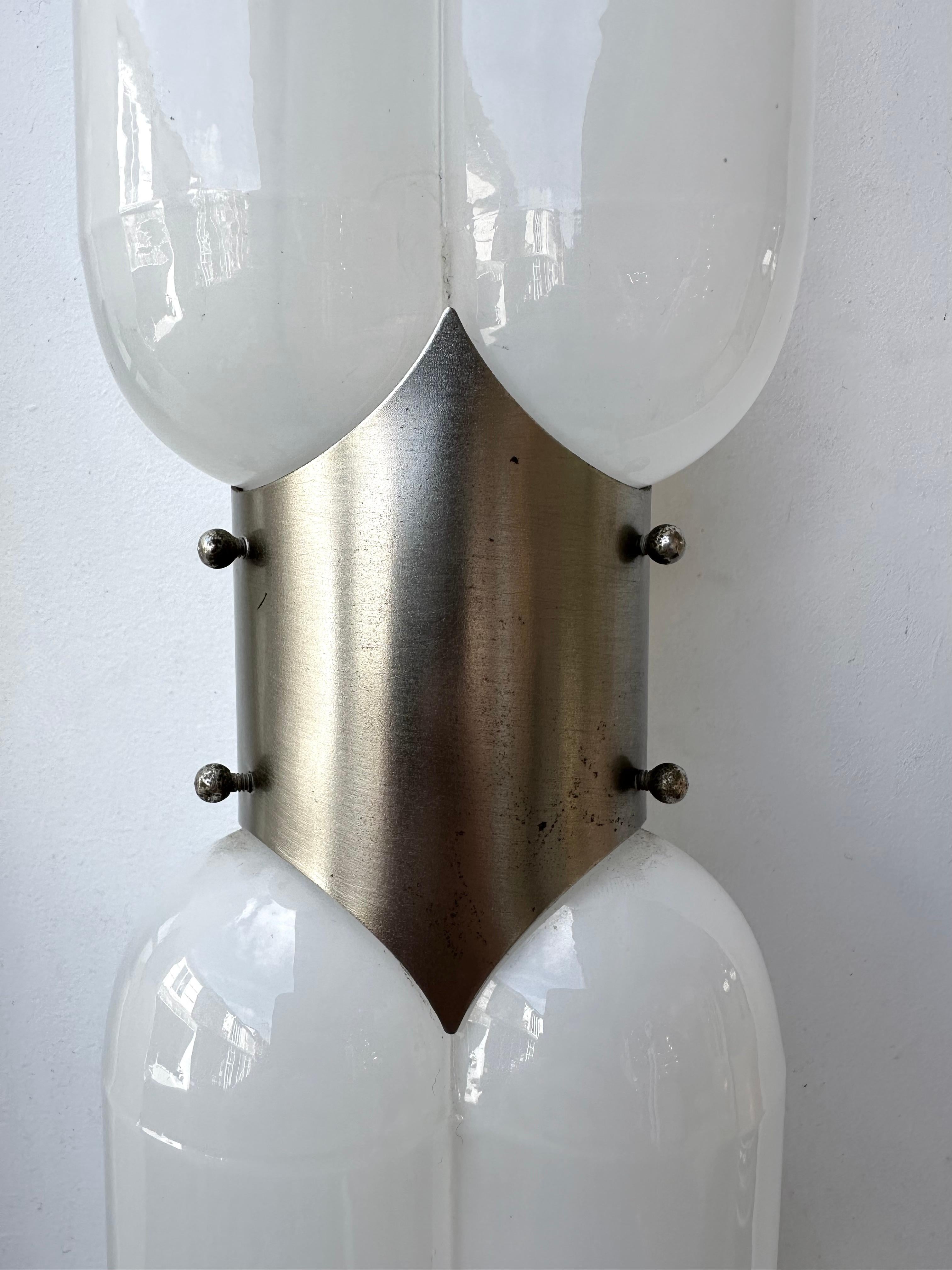 Late 20th Century Pair of Torpedo Murano Glass Sconces by Carlo Nason for Mazzega, Italy, 1970s