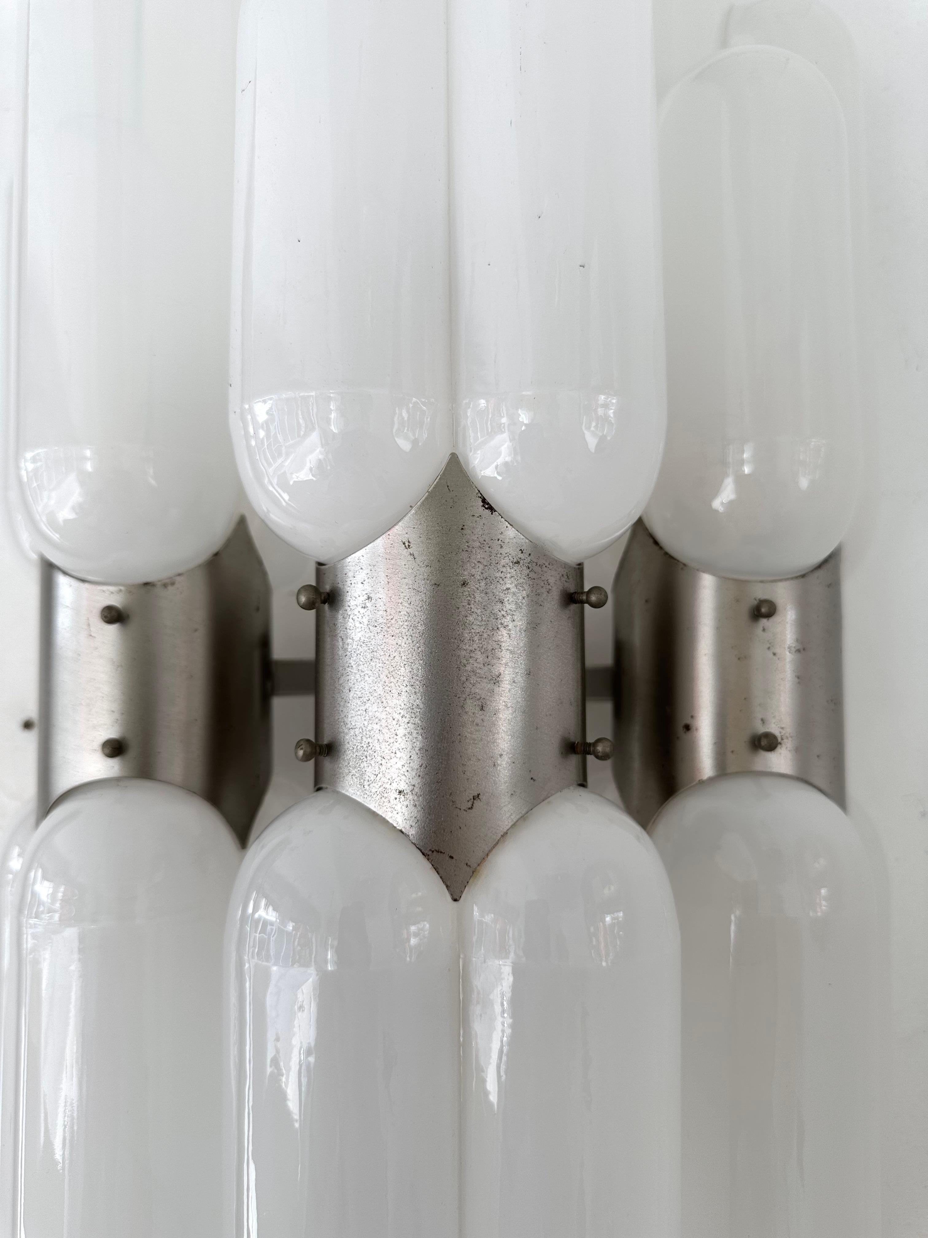 Pair of Torpedo Murano Glass Sconces by Carlo Nason for Mazzega, Italy, 1970s For Sale 1