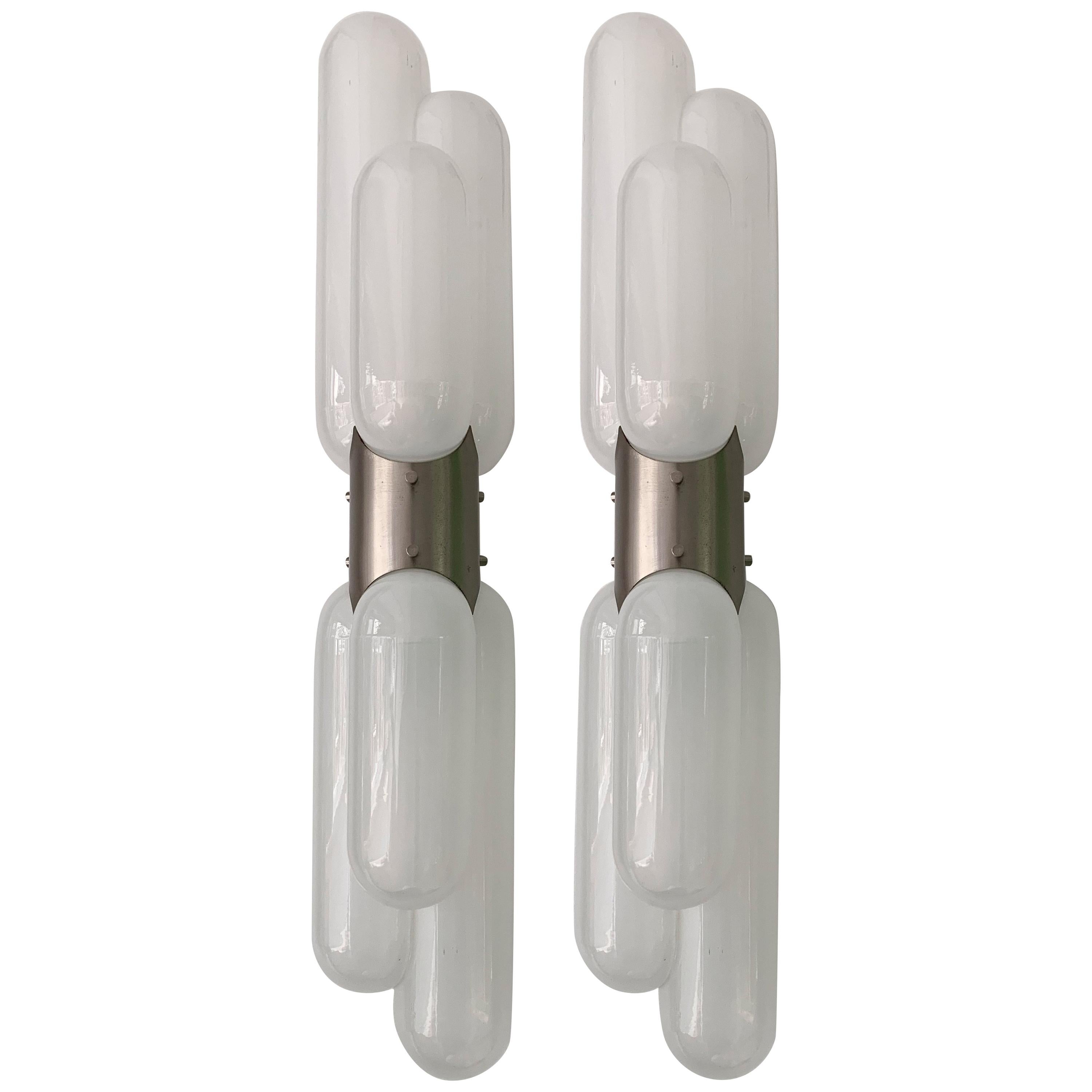 Pair of Torpedo Sconces by Carlo Nason for Mazzega Murano, Italy, 1970s