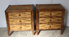 Pair of Tortoise Bamboo Nightstands