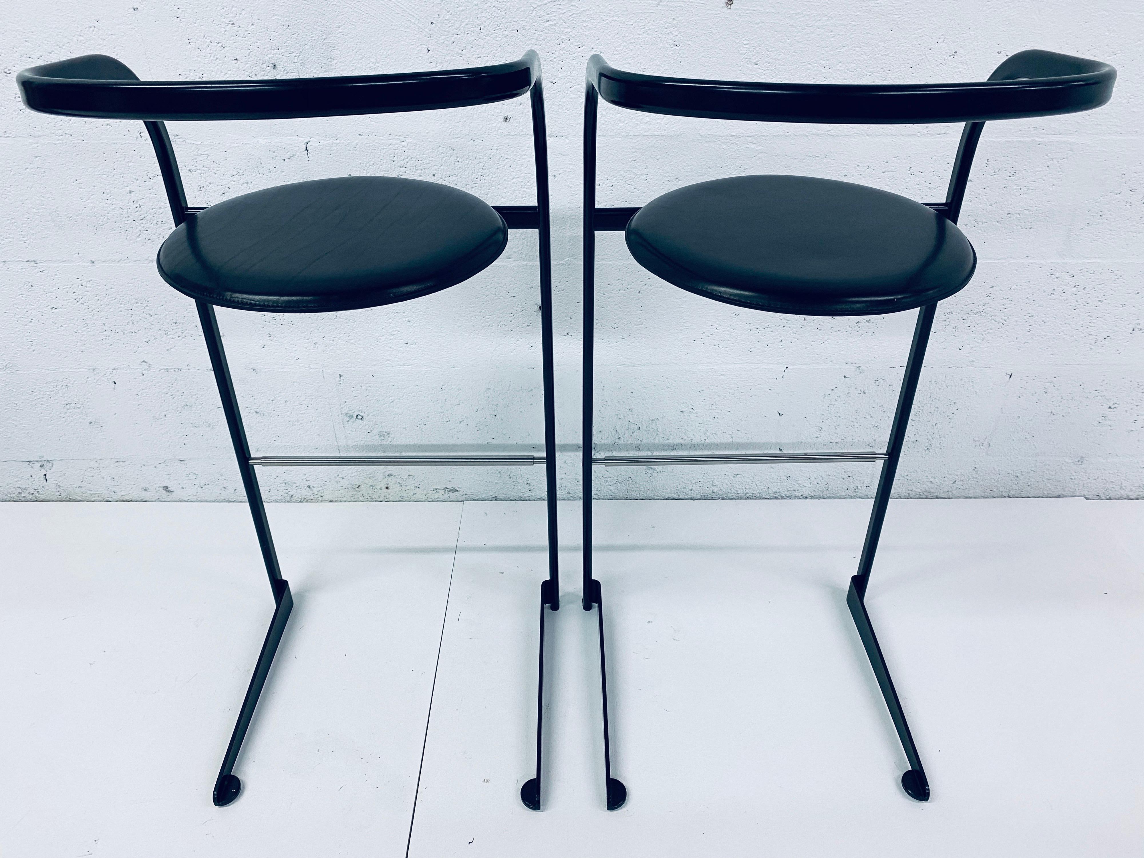 Post-Modern Pair of Toshiyuki Kita Postmodern Bar Stools for ICF by Atelier