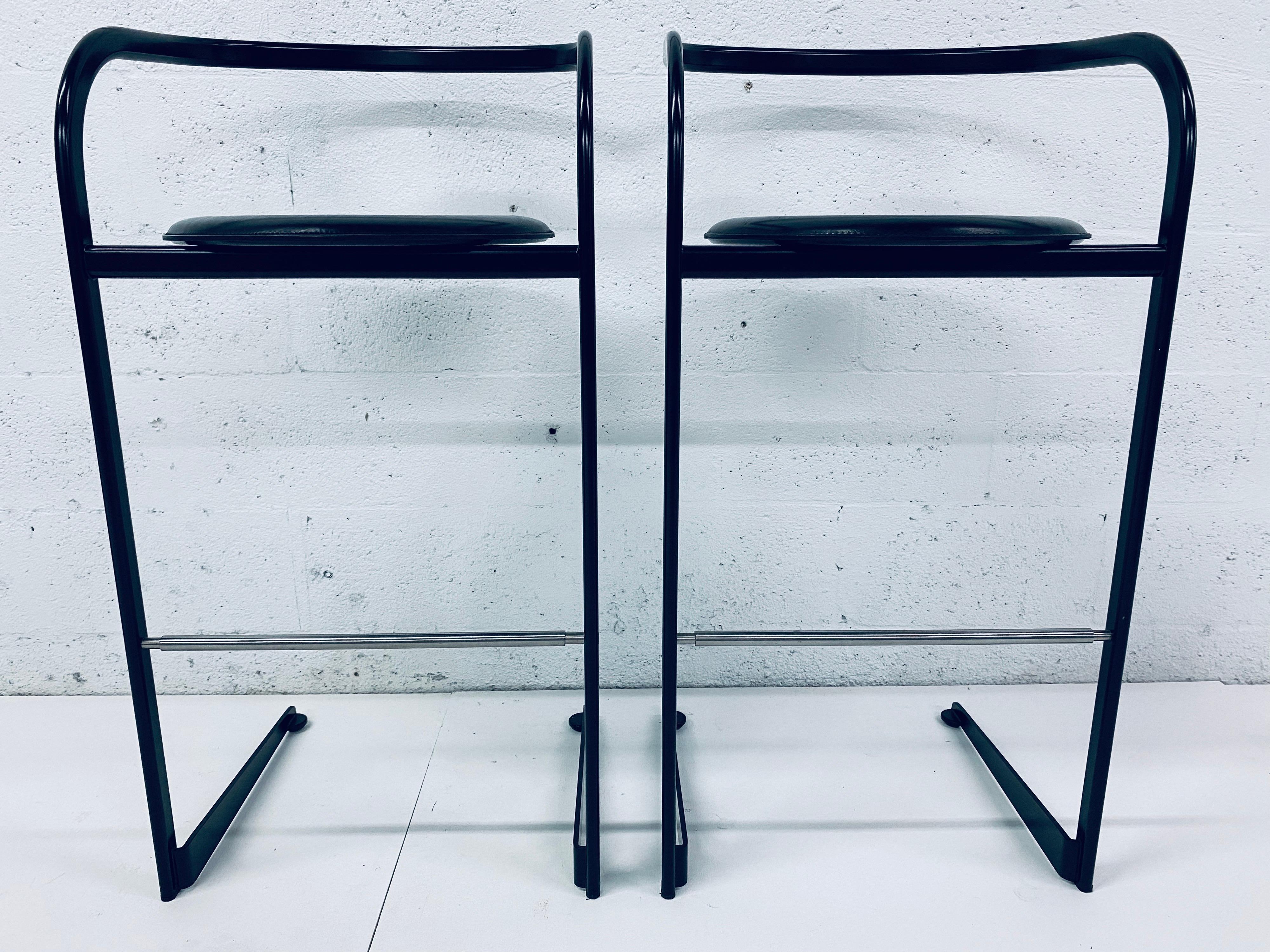 Pair of Toshiyuki Kita Postmodern Bar Stools for ICF by Atelier In Good Condition In Miami, FL
