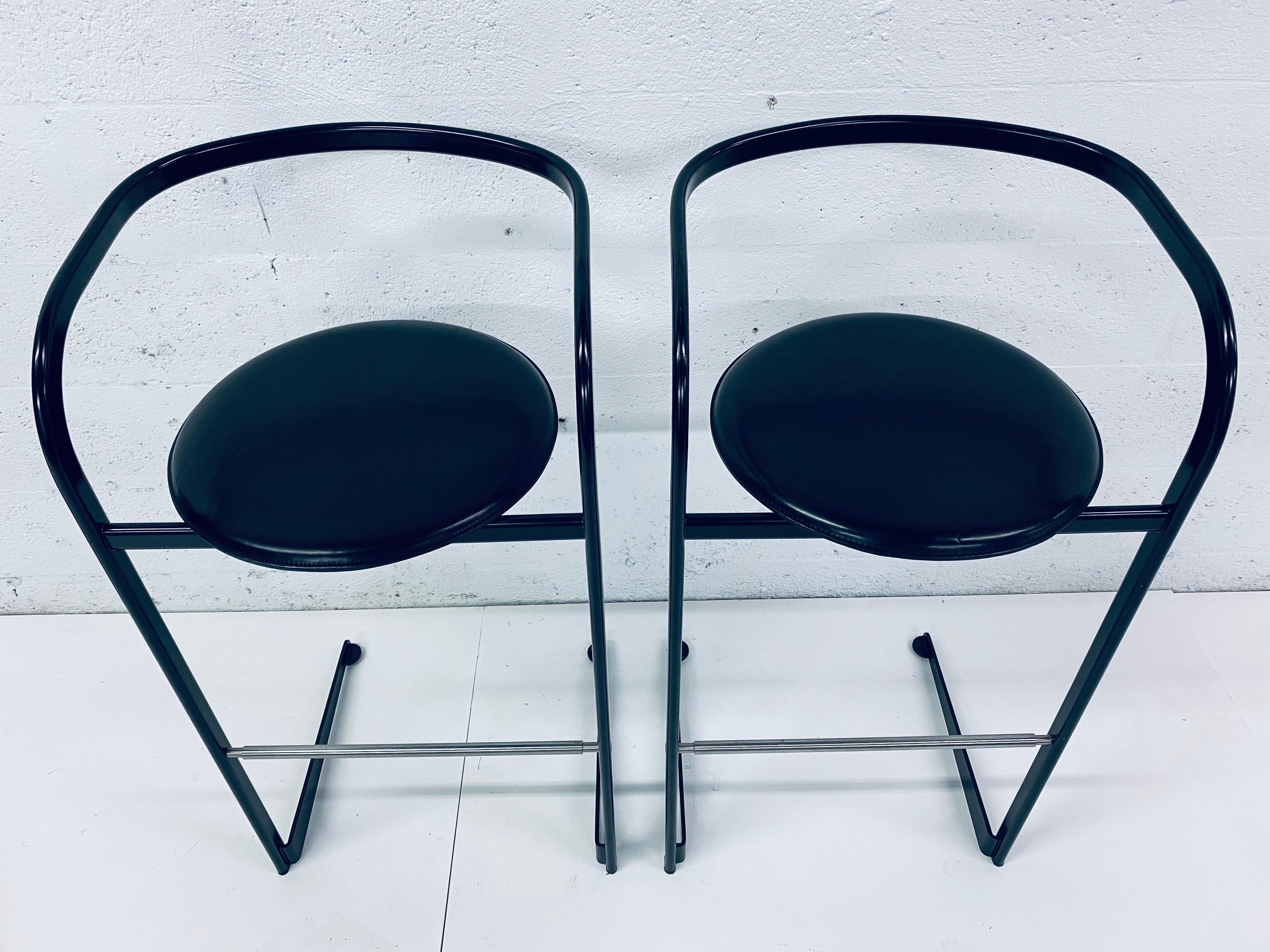 Late 20th Century Pair of Toshiyuki Kita Postmodern Bar Stools for ICF by Atelier