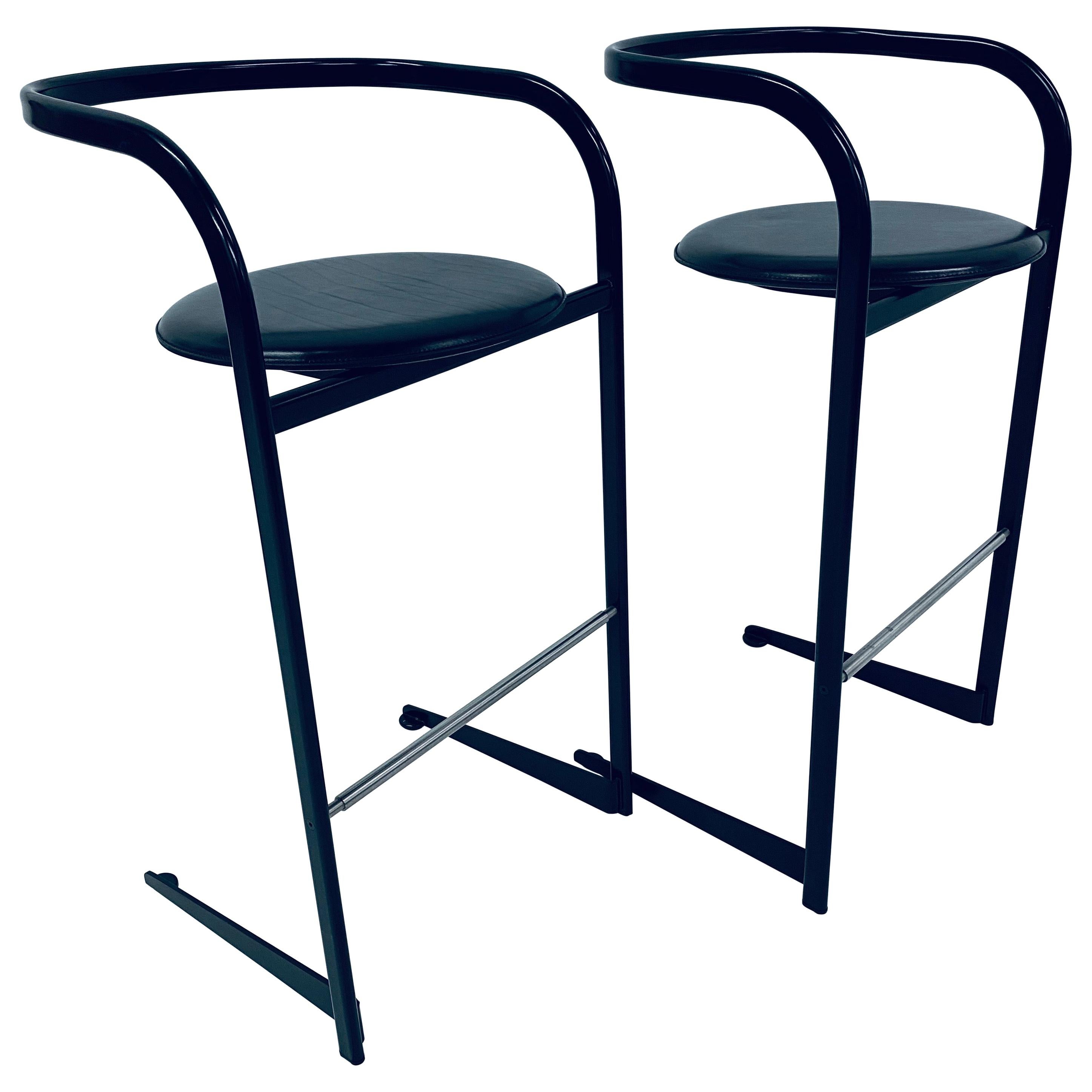 Pair of Toshiyuki Kita Postmodern Bar Stools for ICF by Atelier