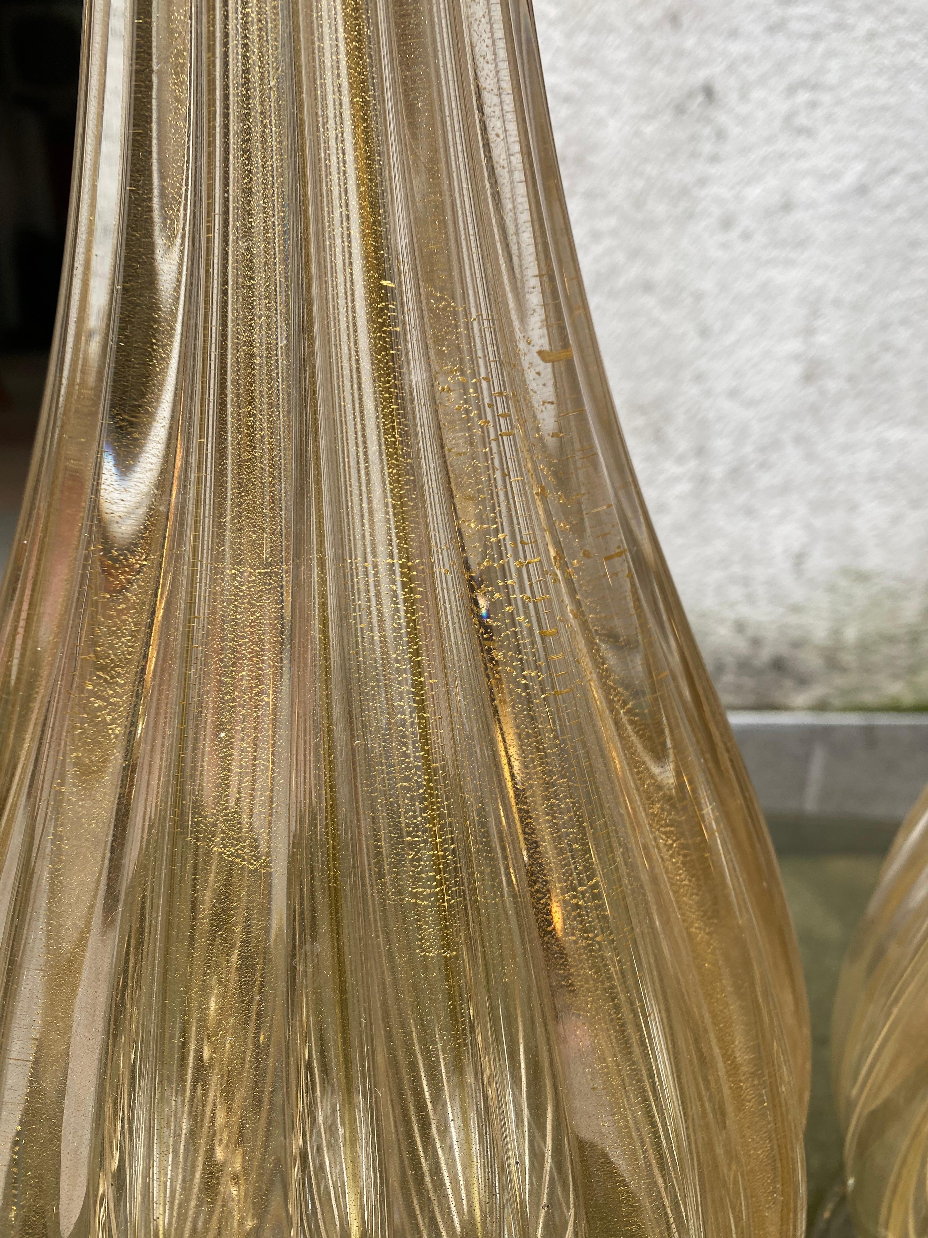 Paar Toso-Muranoglas-Lampen aus Muranoglas  Gold   im Angebot 4