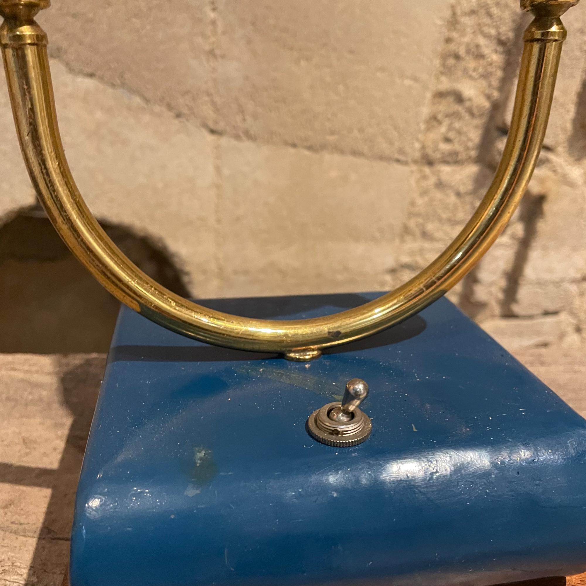 Mid-Century Modern 1950s French Table Lamps Blue White & Yellow France For Sale