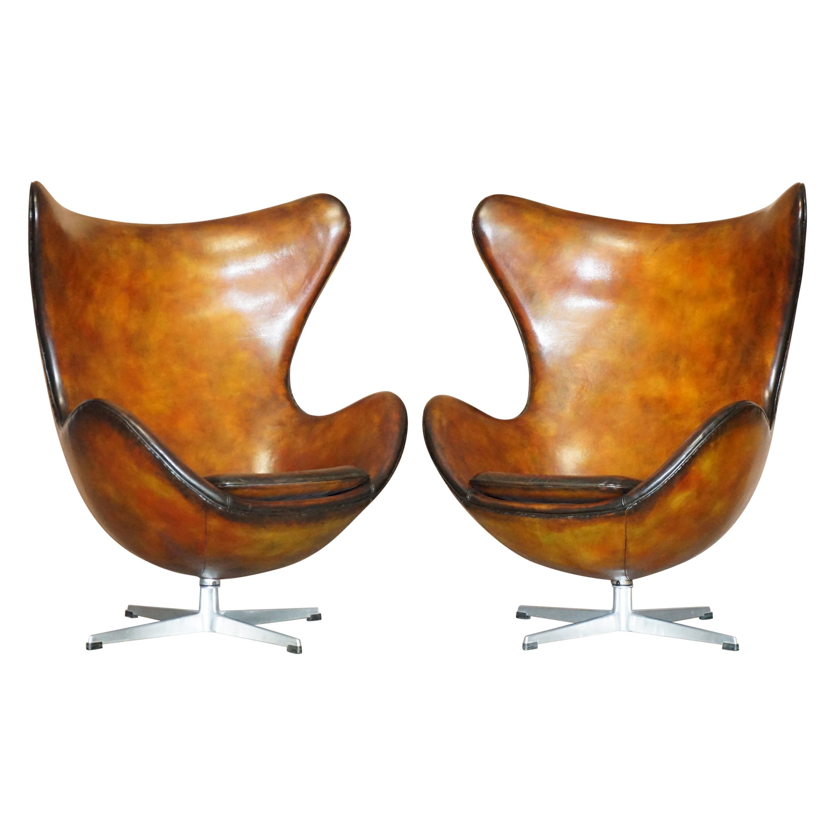 Pair of Totally Restored Original 1963 Fully Stamped Fritz Hansen Egg Chairs