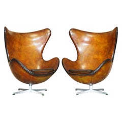 Retro Pair of Totally Restored Original 1963 Fully Stamped Fritz Hansen Egg Chairs