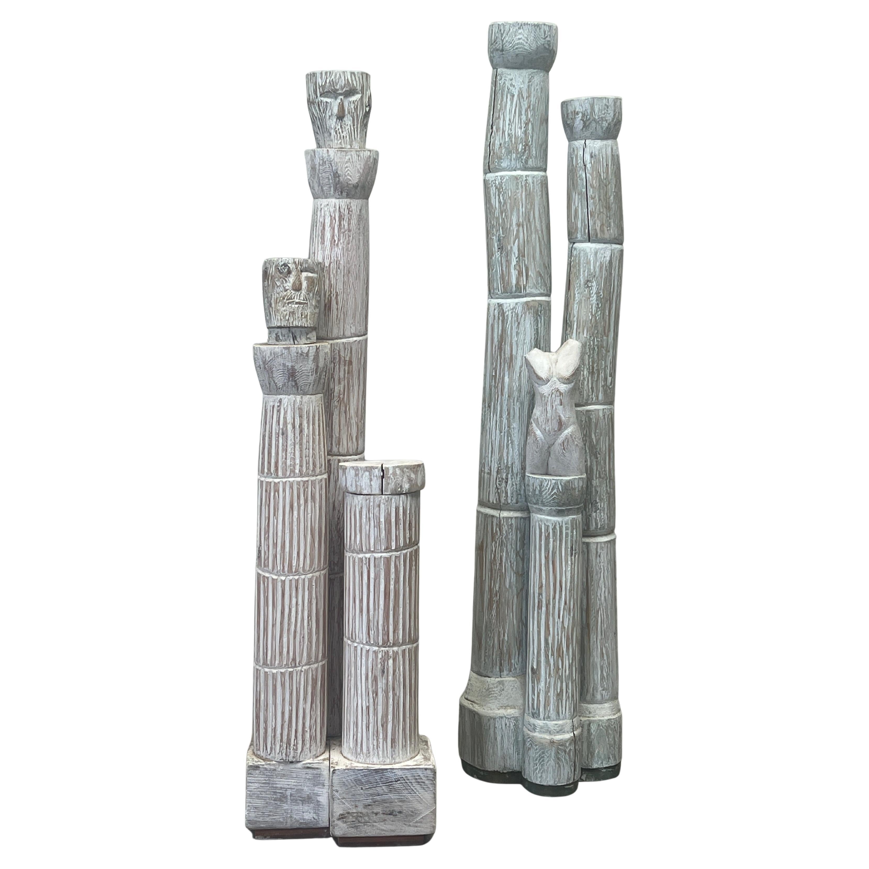 Coppia di sculture totem di Meyer R. Wolfe, anni '70