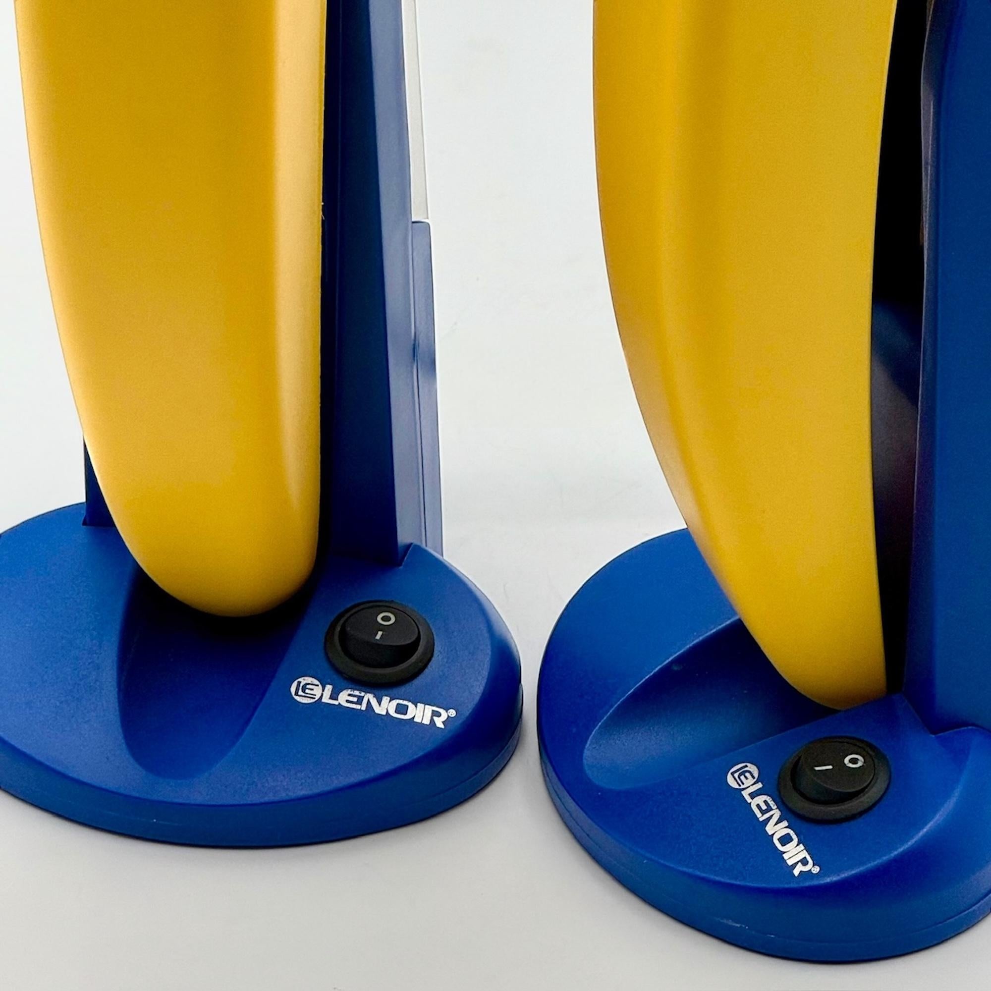 Pair of Toucan Lamps by HT Huang in Blue and Yellow - Collectible Lamps As New For Sale 8