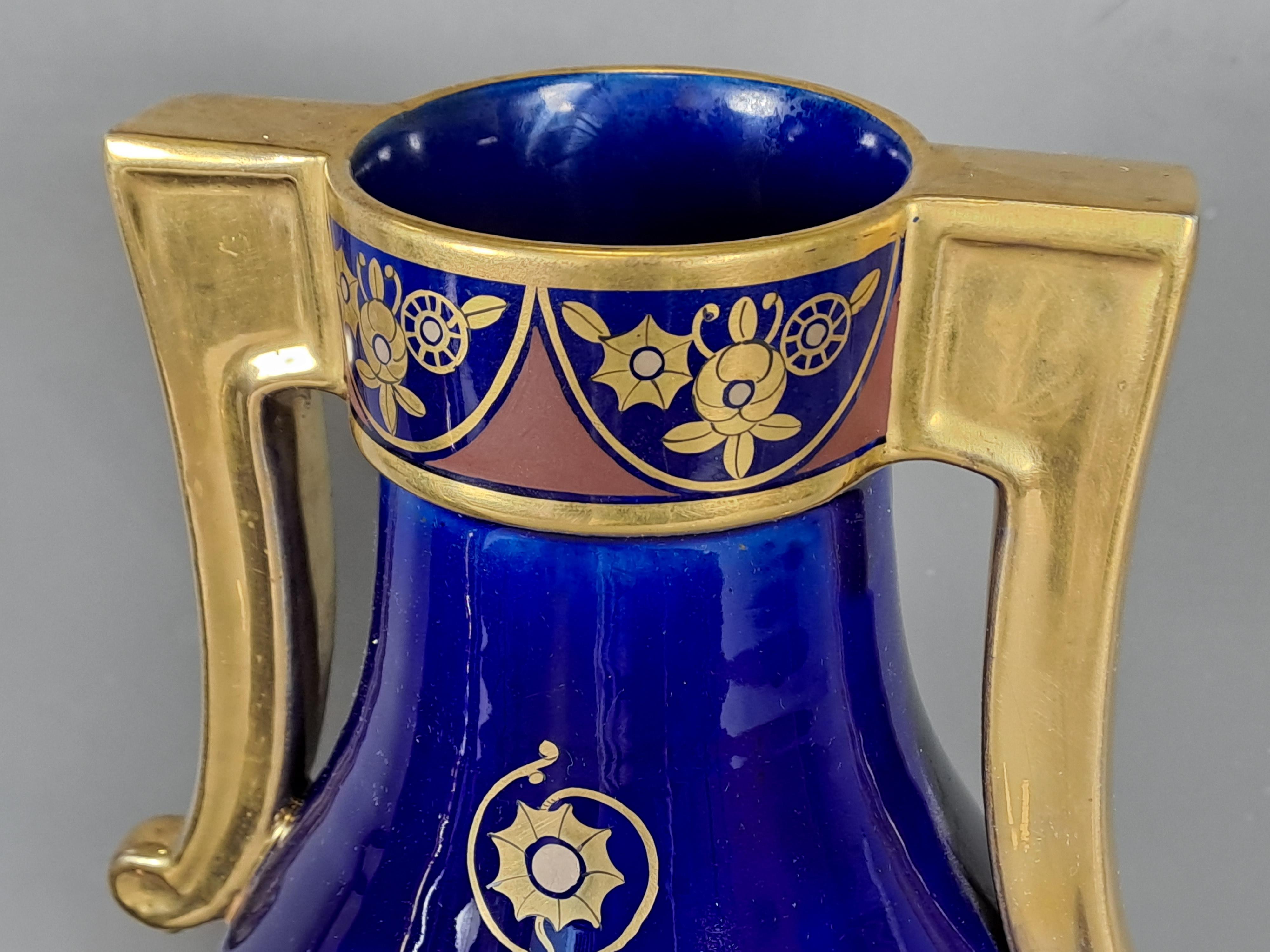 Art Deco Pair Of Tour Porcelain Amphora Vases Signed Maurice Pinon For Sale
