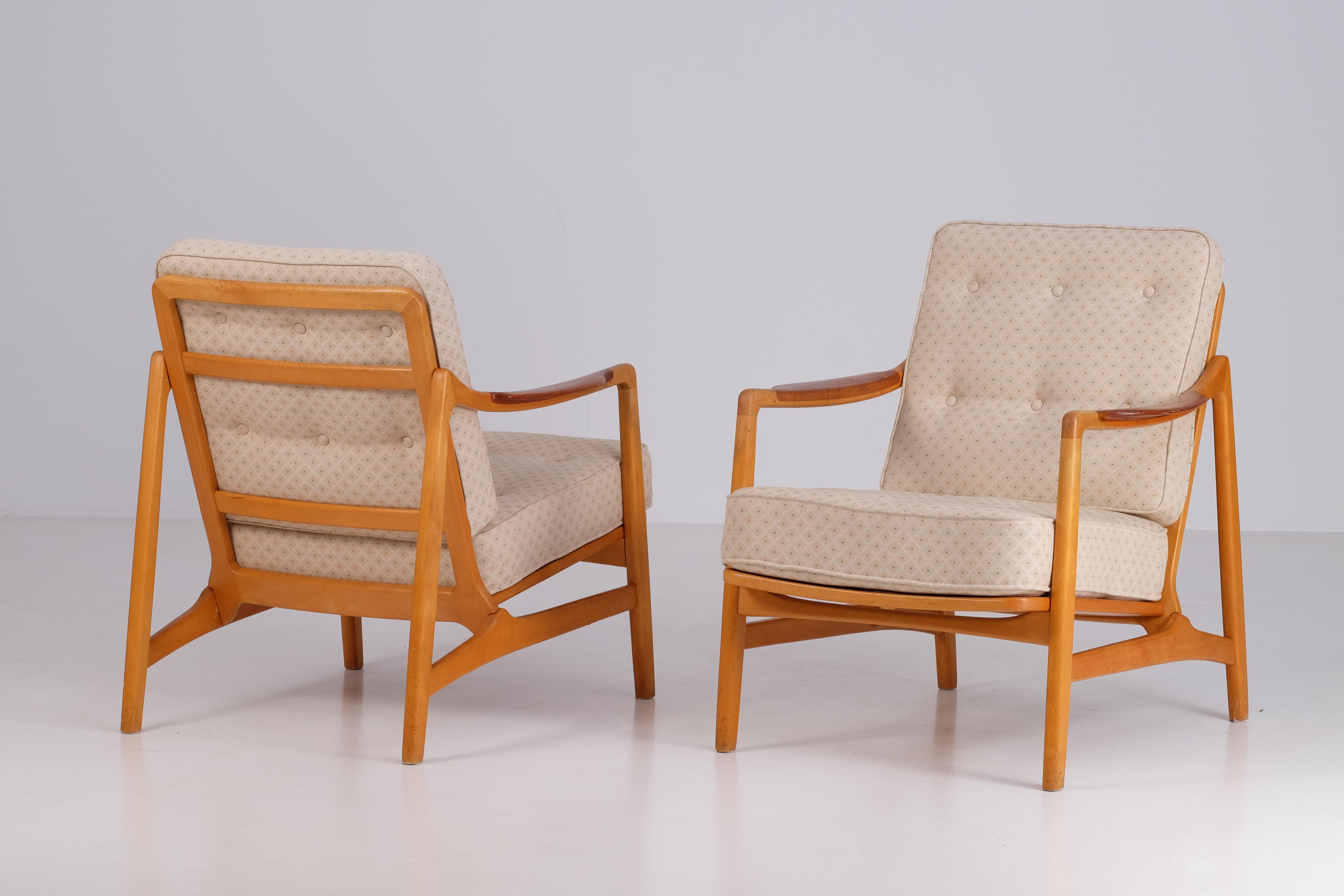 Pair of Tove and Edvard Kindt-Larsen Lounge Chairs, 1960s For Sale 1