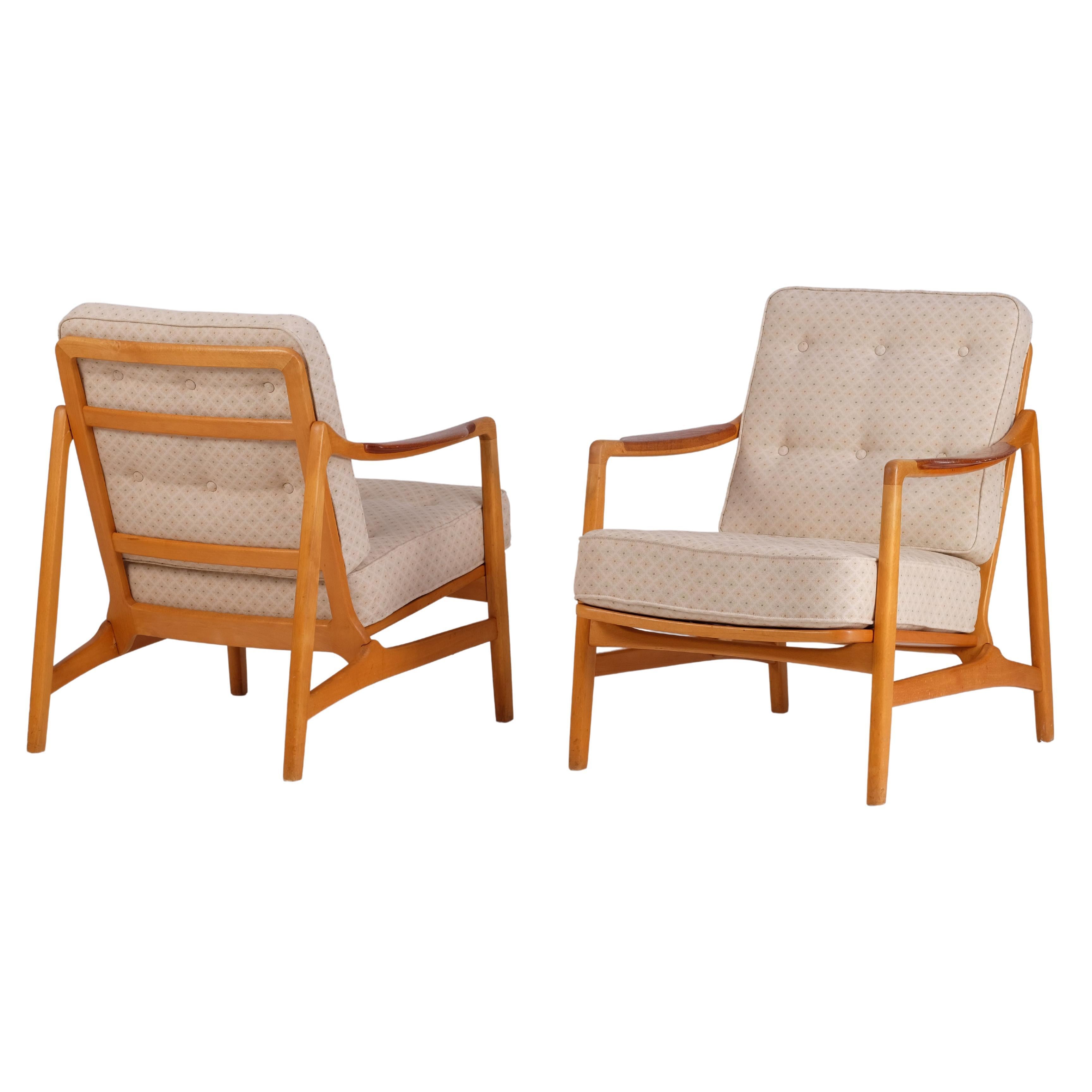 Pair of Tove and Edvard Kindt-Larsen Lounge Chairs, 1960s