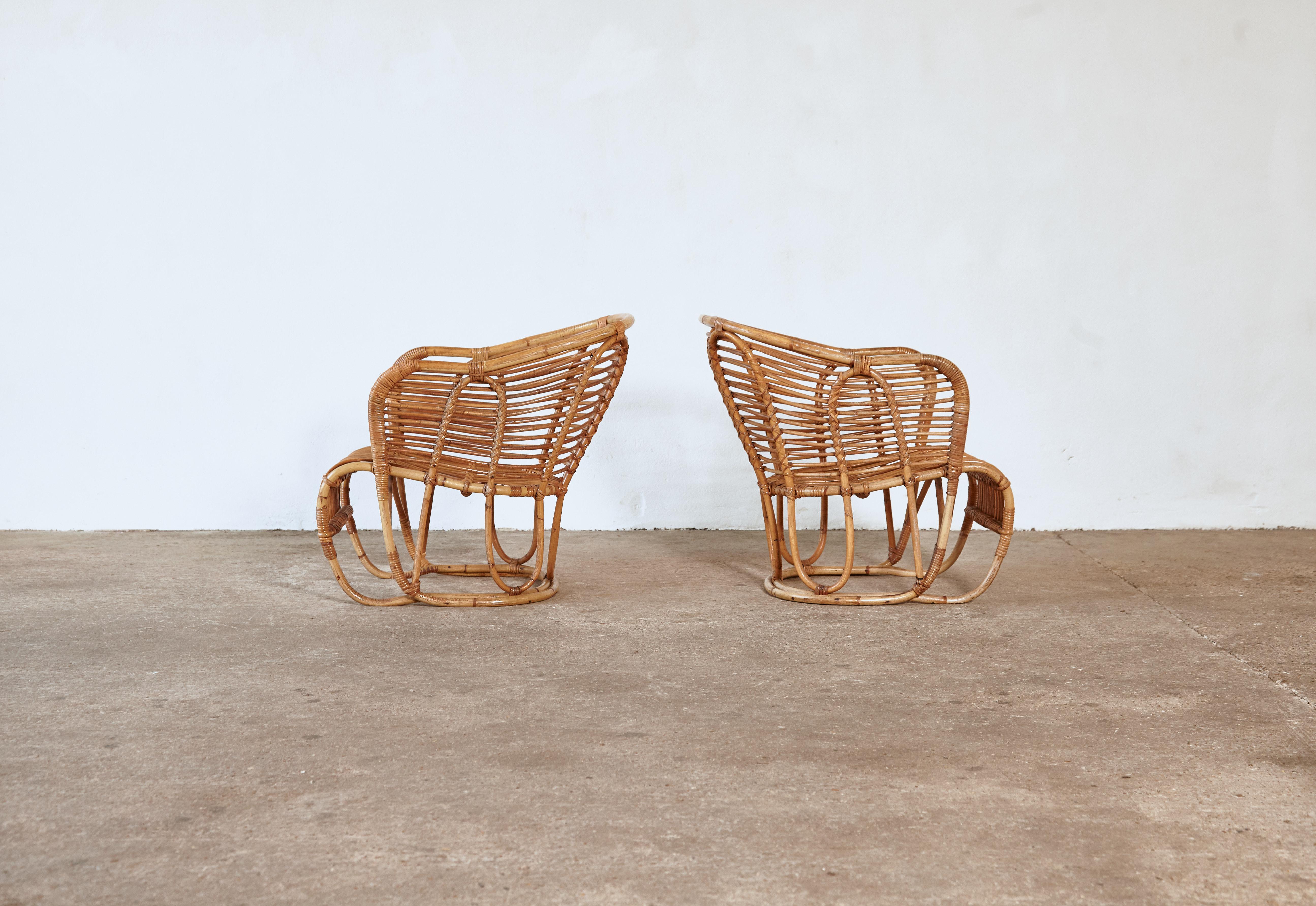 Pair of Tove & Edvard Kindt-Larsen Bamboo and Cane Chairs, Denmark, 1940s In Good Condition In London, GB