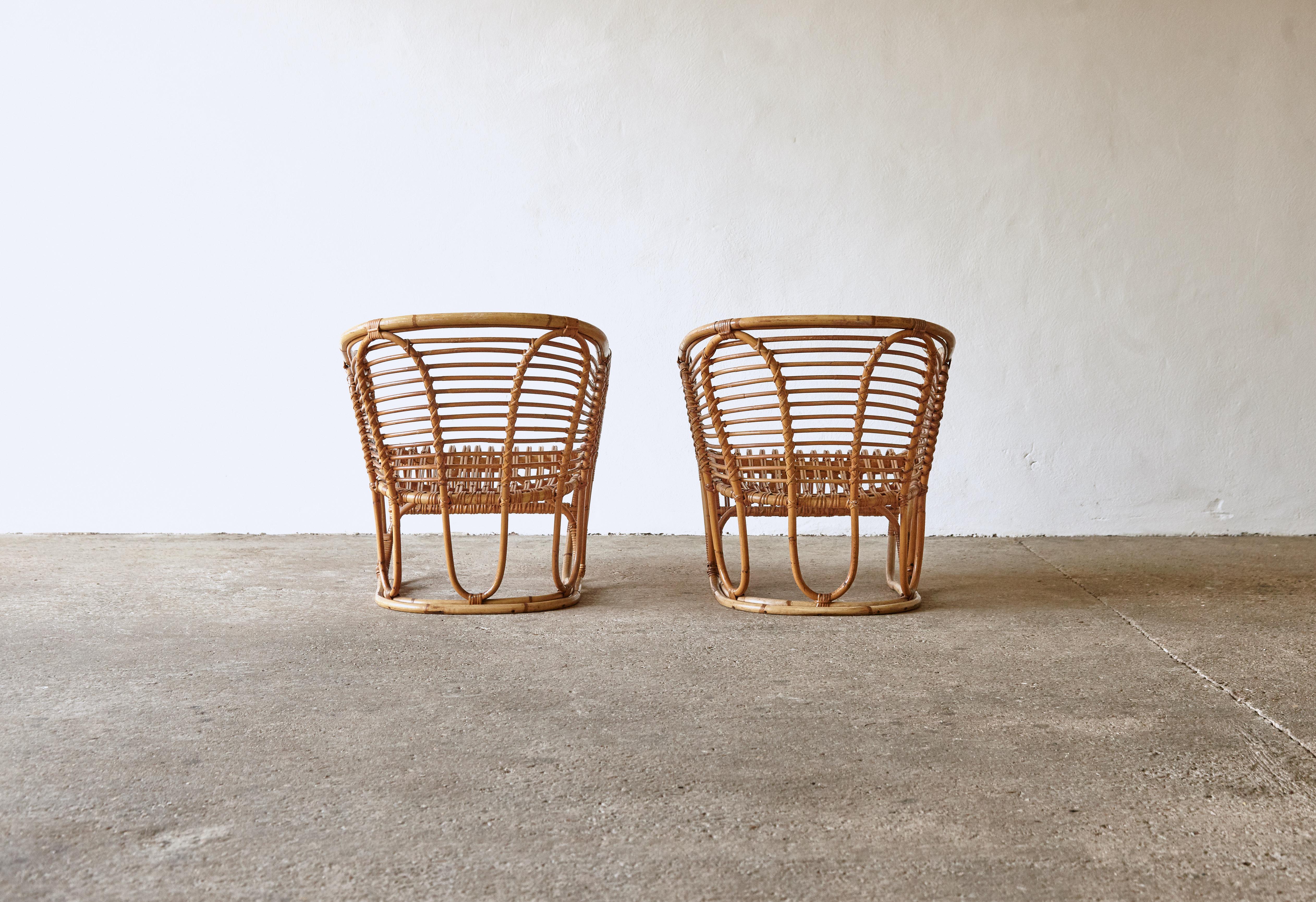 Pair of Tove & Edvard Kindt-Larsen Bamboo and Cane Chairs, Denmark, 1940s 1