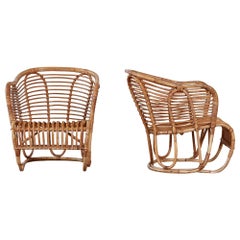 Pair of Tove & Edvard Kindt-Larsen Bamboo and Cane Chairs, Denmark, 1940s