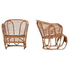 Vintage Pair of Tove & Edvard Kindt-Larsen Bamboo and Cane Chairs, Denmark, 1940s