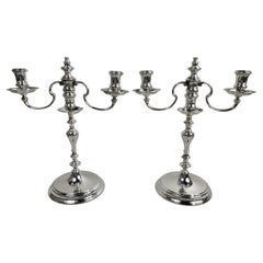 Pair of Traditional American Colonial 3-Light Candelabra by Ensko