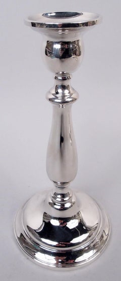 Pair of Traditional American Colonial Sterling Silver Candlesticks