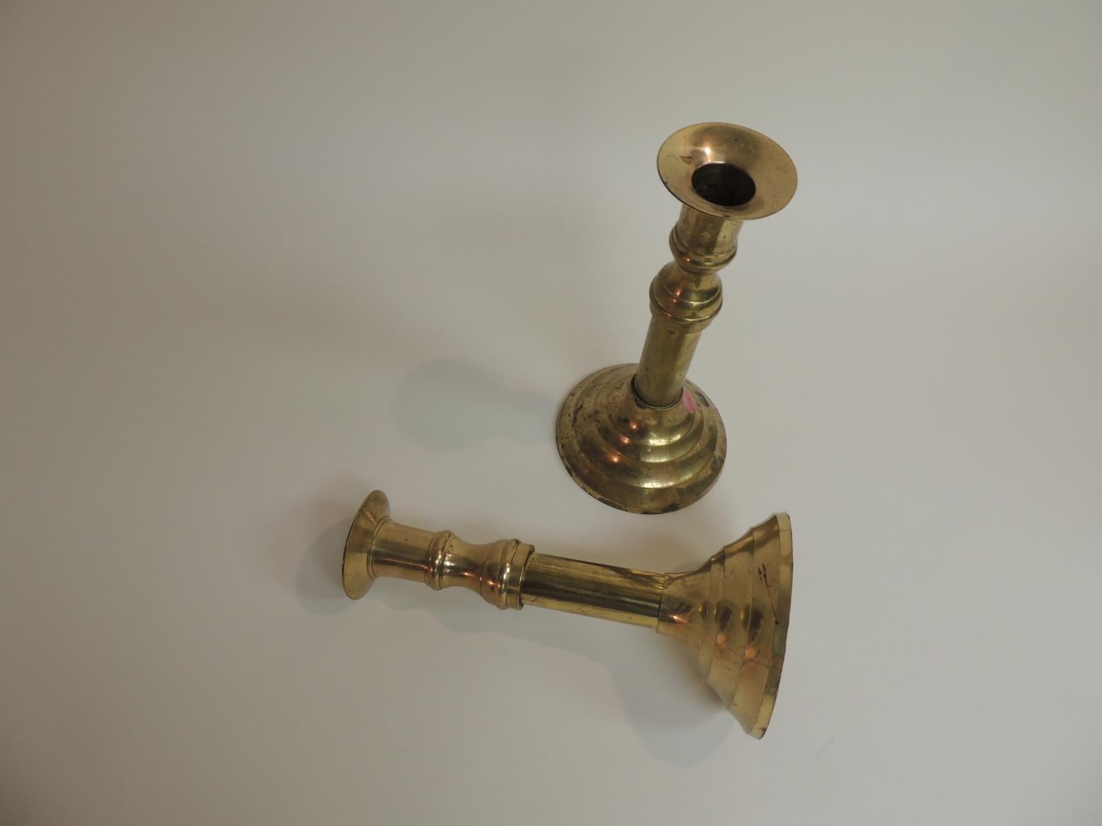 Indian Pair of Traditional Brass Candle Holders