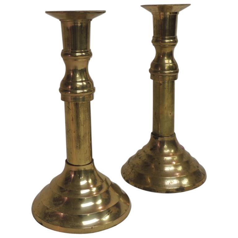 Pair of Traditional Brass Candle Holders
